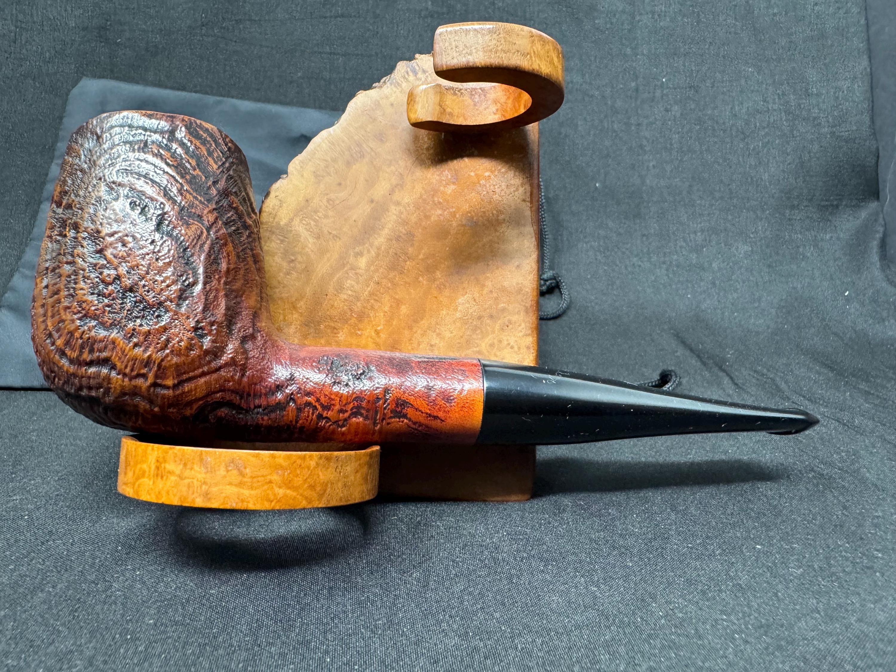 Rare W.Ø. Larsen Handmade Super Black Sandblasted Straight Billiard (Shape 40) – Large Chubby Shank, Danish Golden Era Estate Pipe.(SKU-264) 8