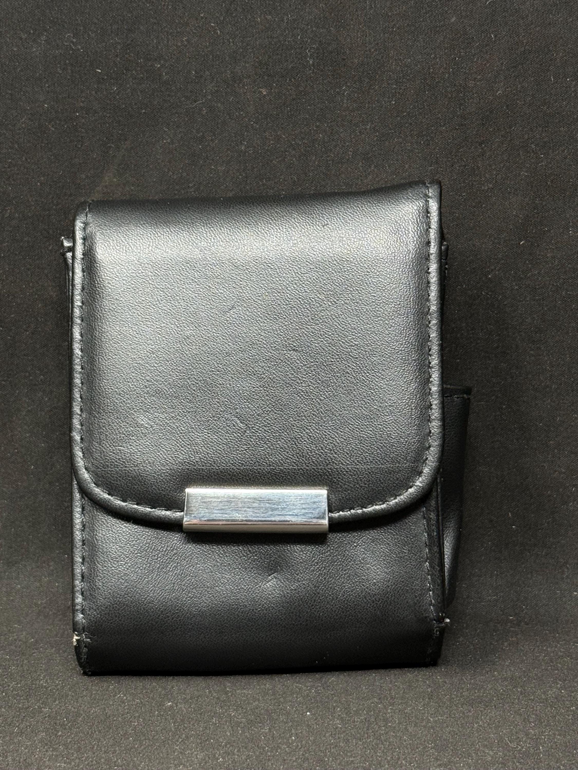 Vintage German Leather Cigarette Case with Lighter | Brass Star Detail | NOS