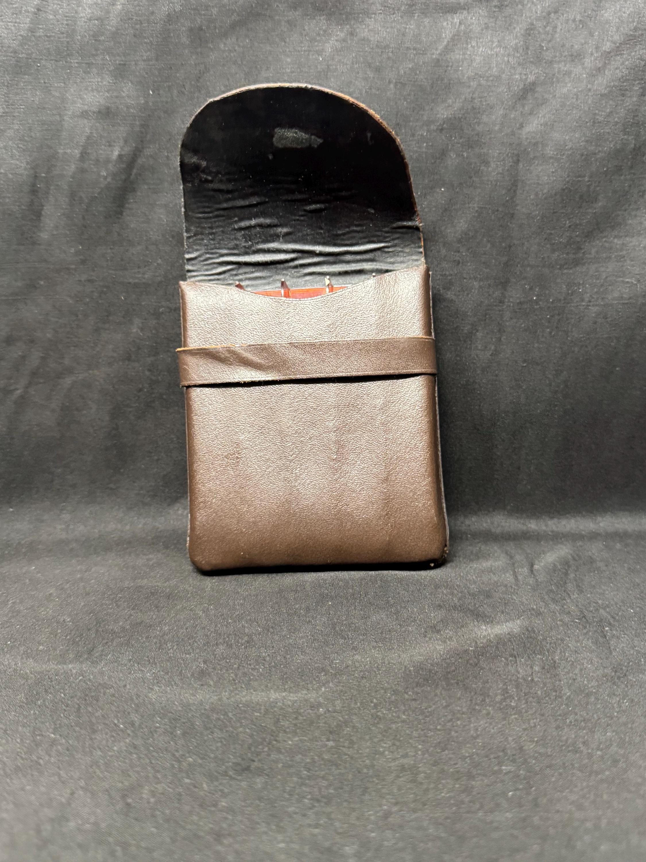 German Leather Five-Cigar Travel Case - Offenbach, Rigid Brown Leather, Pocket Size 3