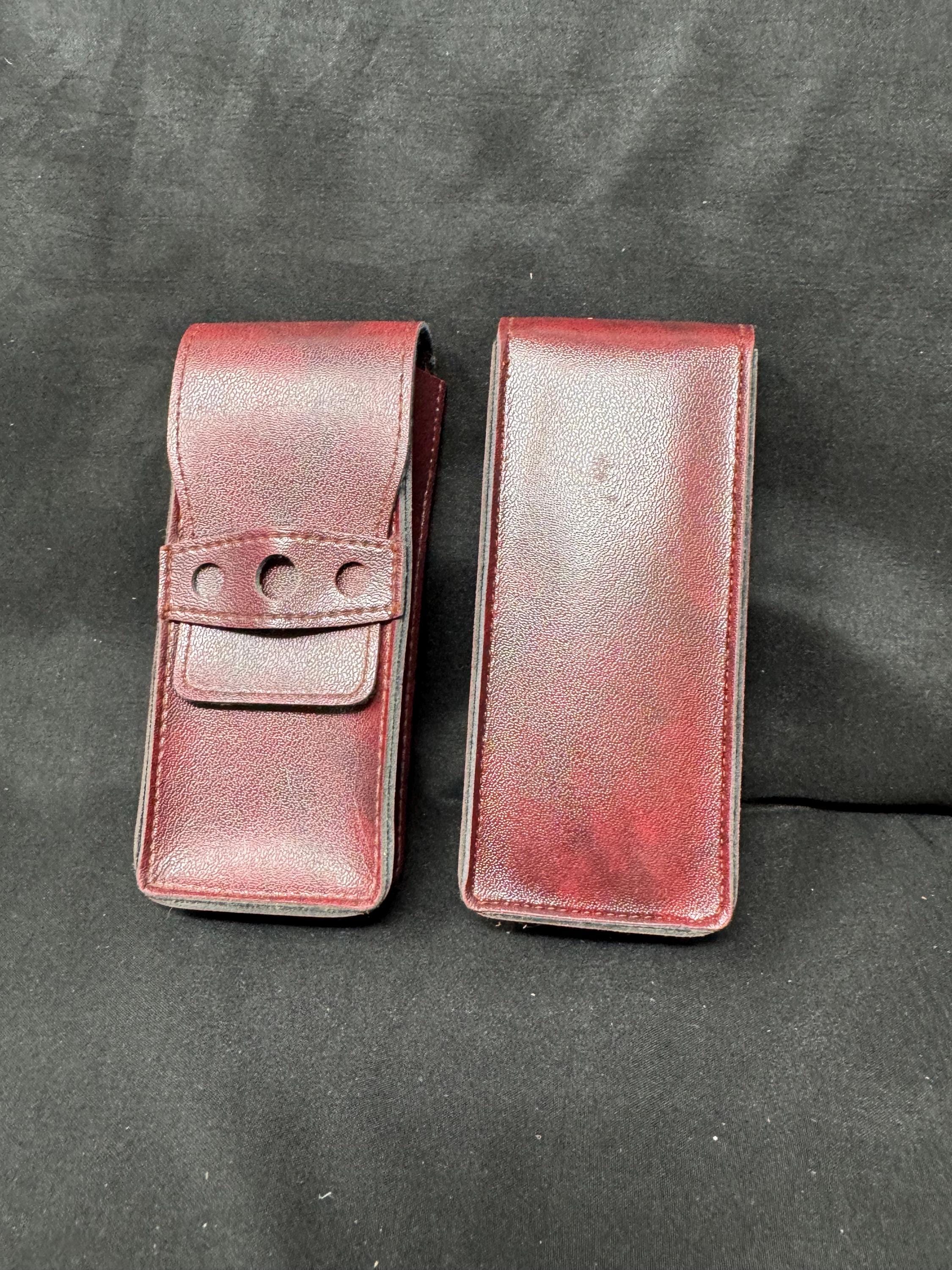 German Rigid Leather Pocket Case - Mid-Century Fixed-Strap Closure 3