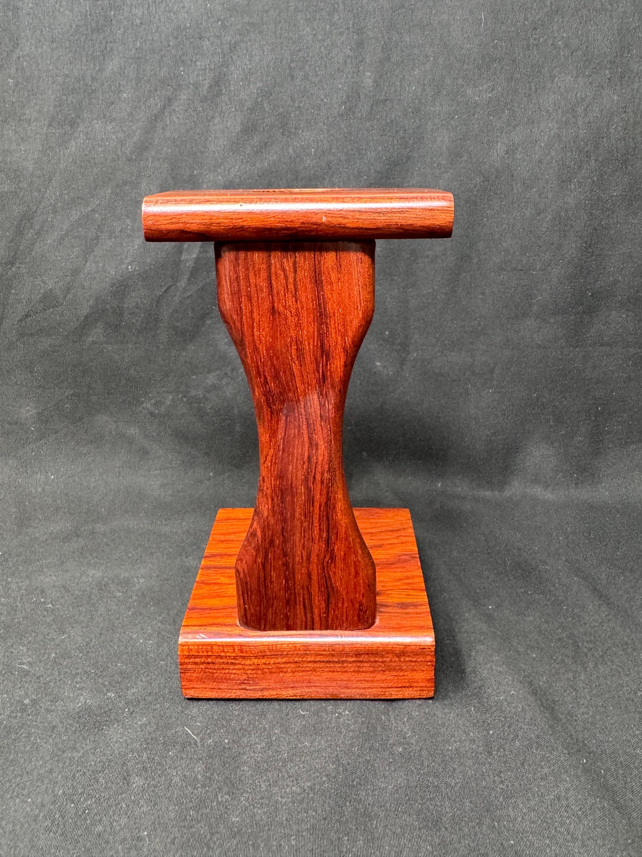 Mid-Century Modern Solitaire Pipe Stand | Mahogany & Glass NOS Display Rack 7
