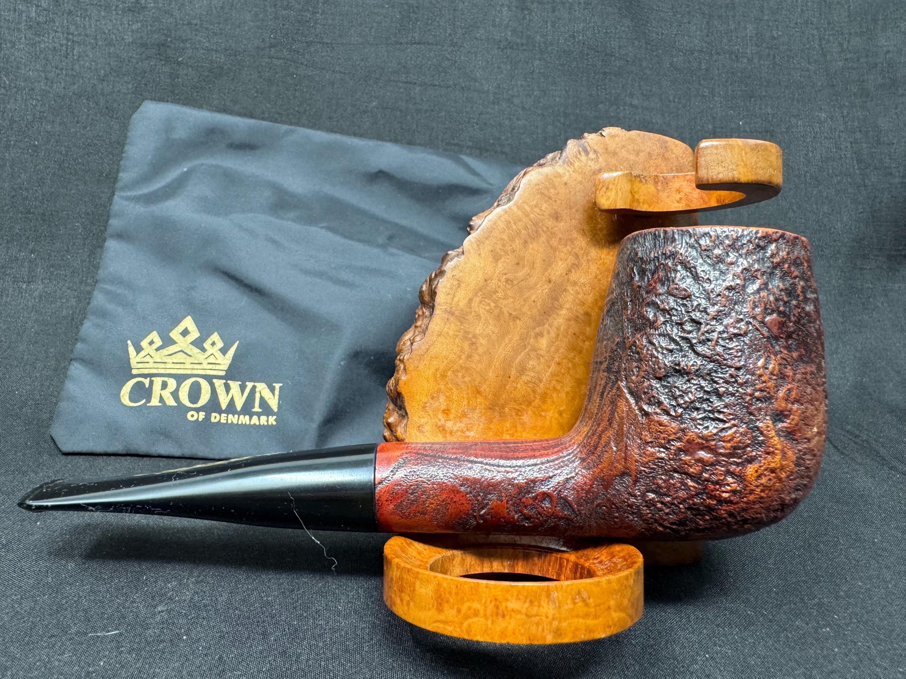 Rare W.Ø. Larsen Handmade Super Black Sandblasted Straight Billiard (Shape 40) – Large Chubby Shank, Danish Golden Era Estate Pipe.(SKU-264) 2