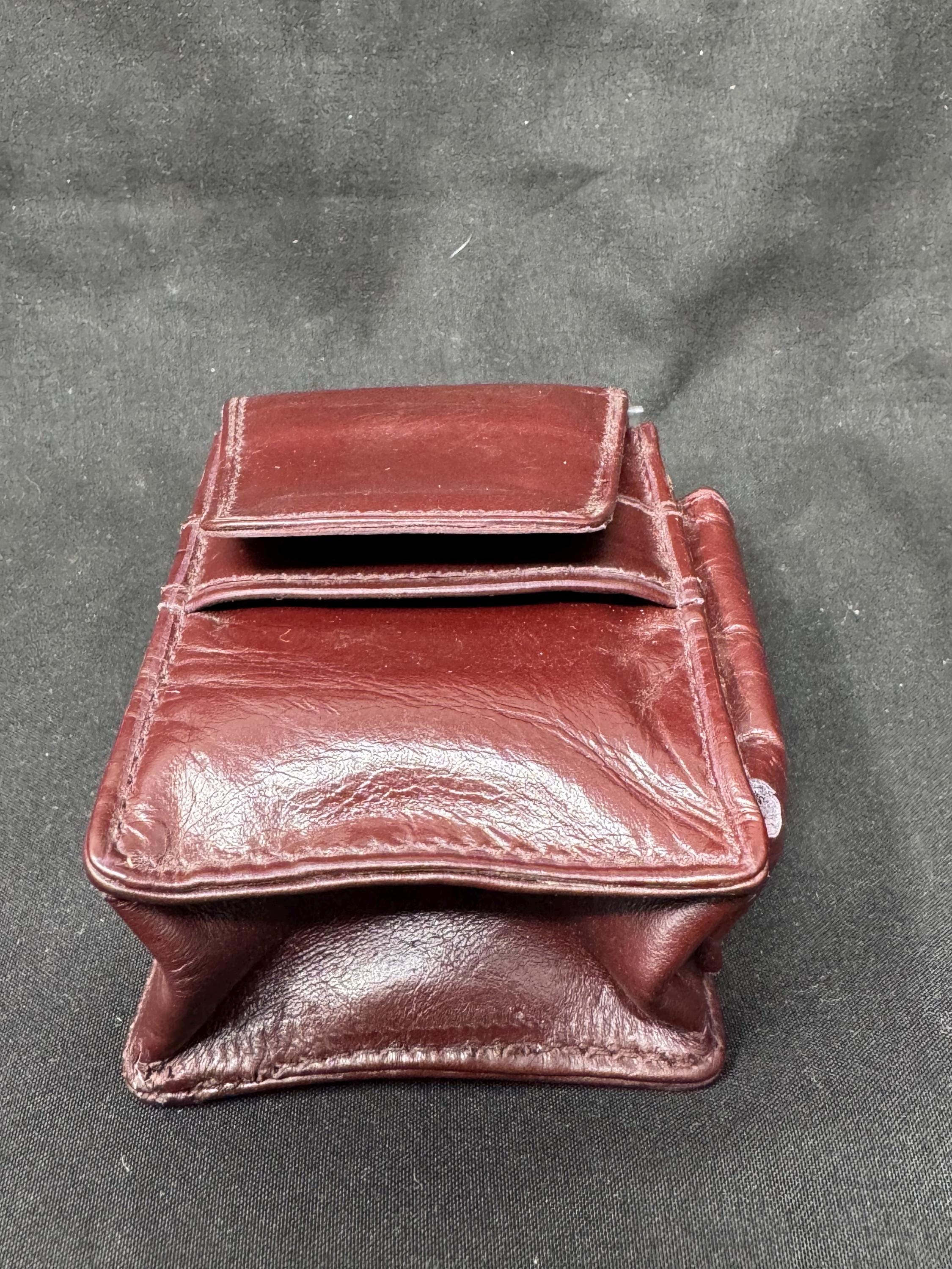 German Leather Cigarette & Lighter Case Set | Brass Star Detail | NOS 7