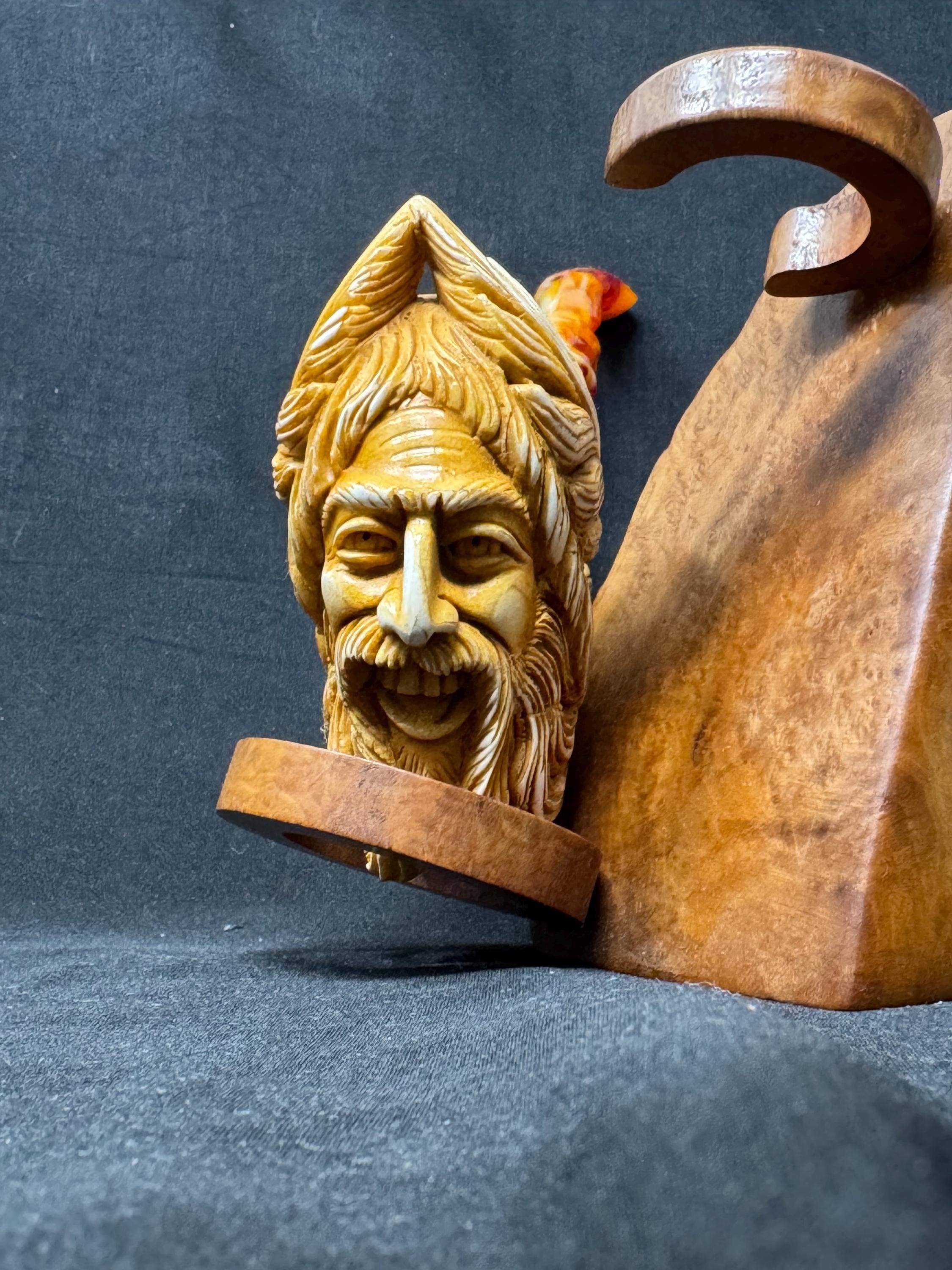 ALTAY Turkish Meerschaum Laughing Sultan Full Bent Lucite Stem 8