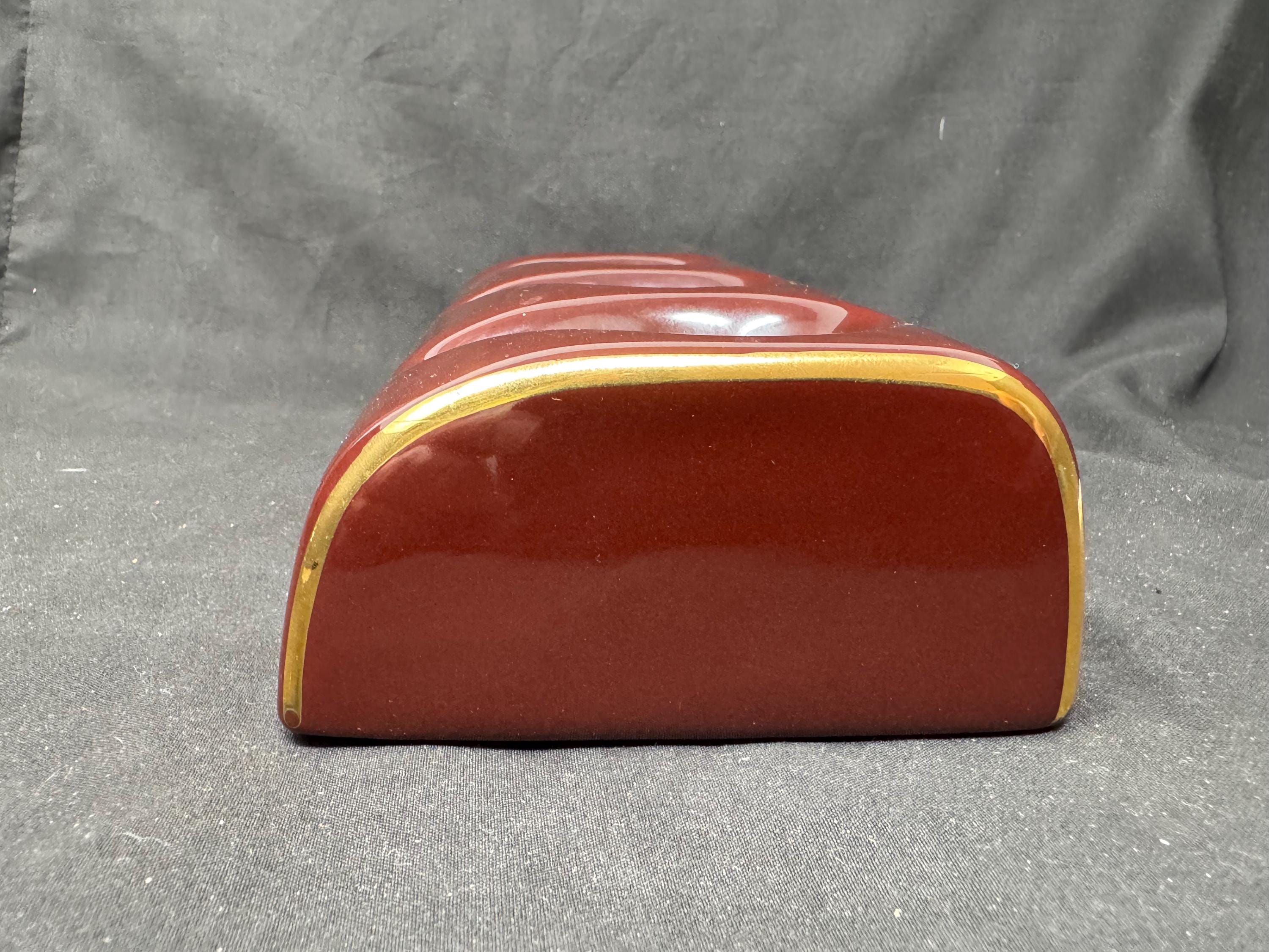 Art Deco Revival Chocolate Ceramic Triple Pipe Stand - New Old Stock NOS 4