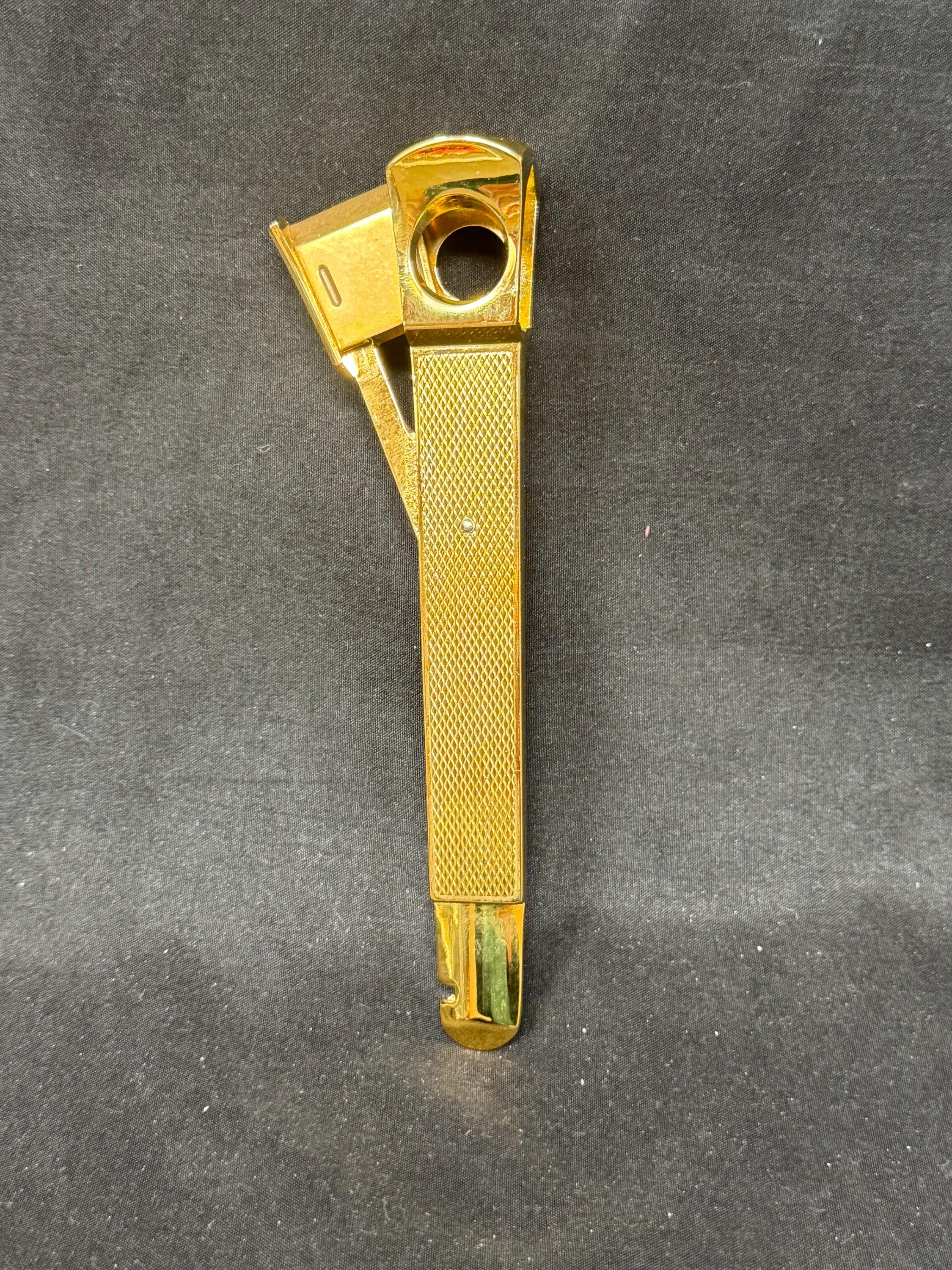 CTS Wolfertz Solingen V-Cut Cigar Cutter, Gold-Tone, circa 1960s-1980s