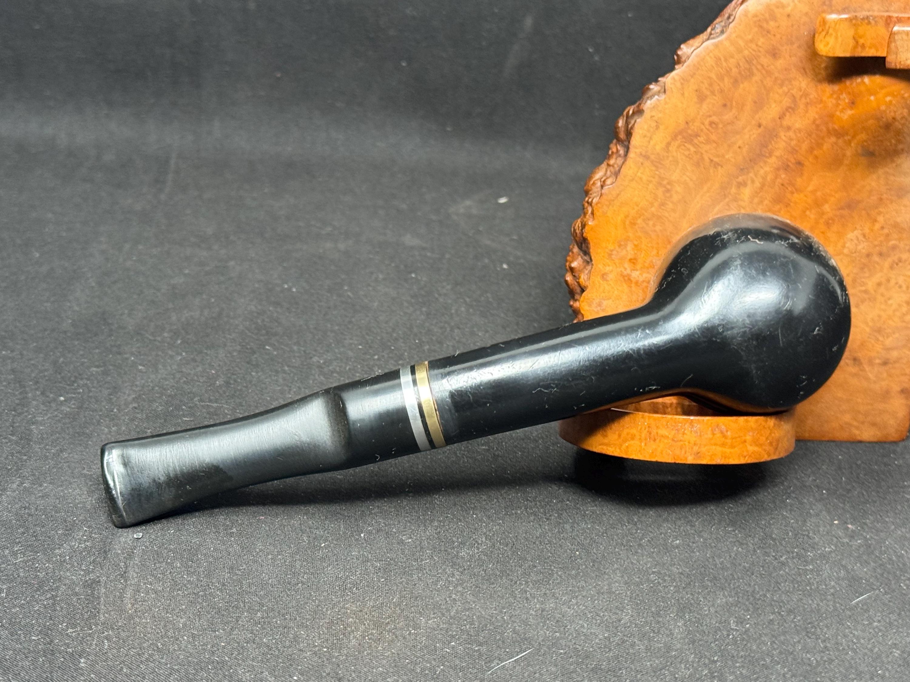 Big Ben Bi-Tone 108S-H Smooth Ebony Straight Billiard, Dutch Briar, Vulcanite Saddle Stem 5