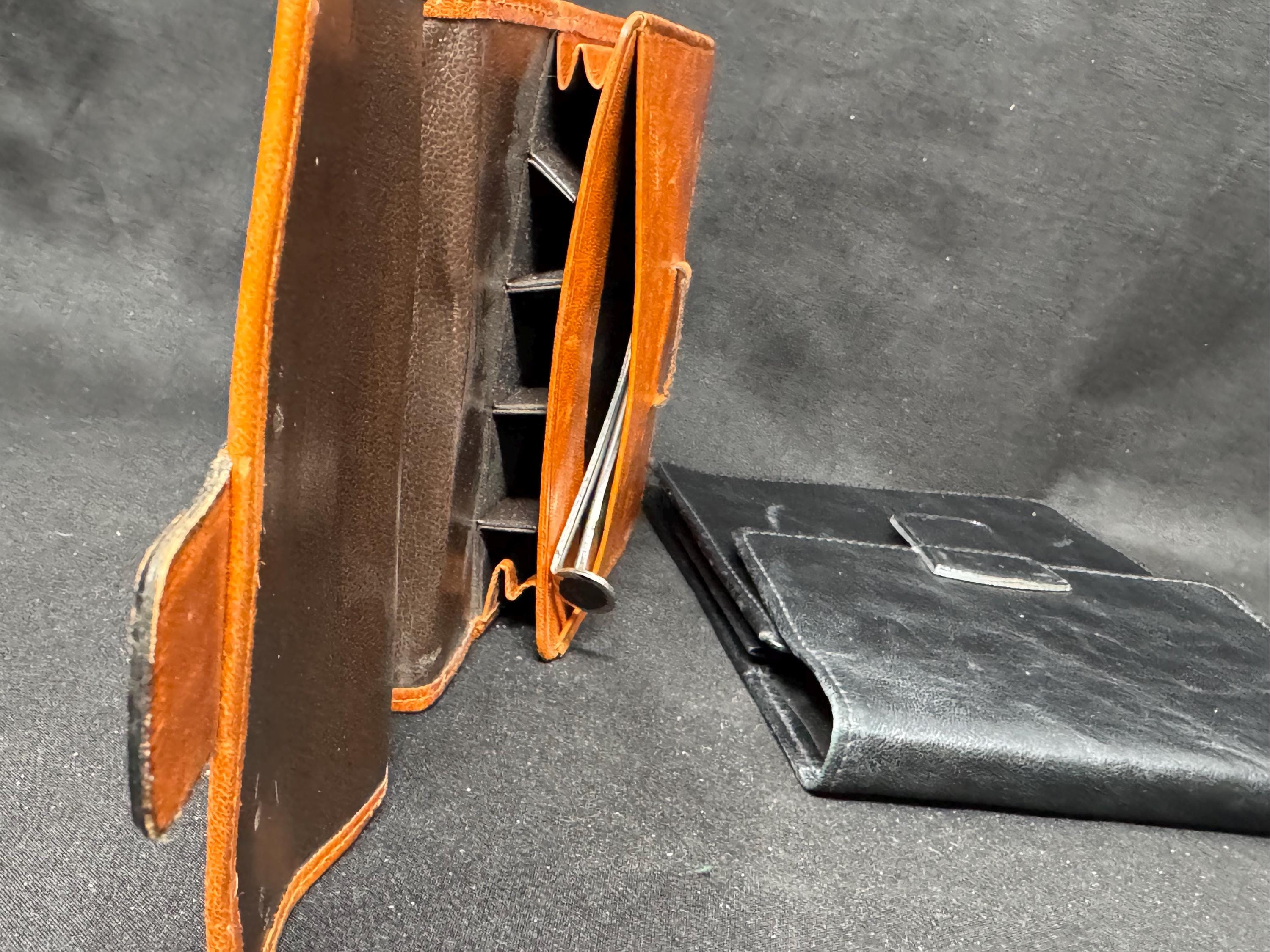 German Leather 5-Cigar Case, Soft Pocket Pouch, Minimalist Closure, NOS 5
