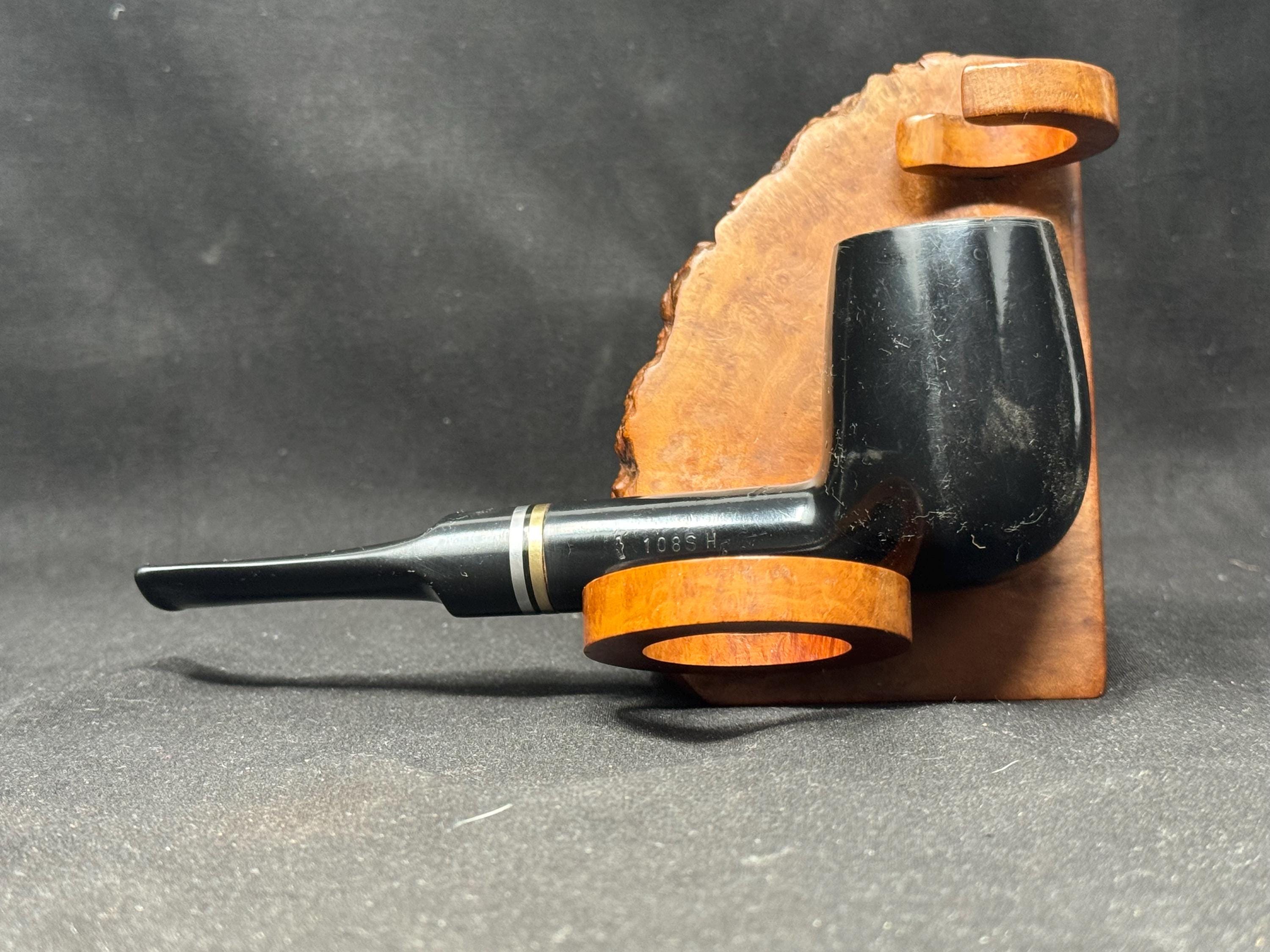 Big Ben Bi-Tone 108S-H Smooth Ebony Straight Billiard, Dutch Briar, Vulcanite Saddle Stem 3