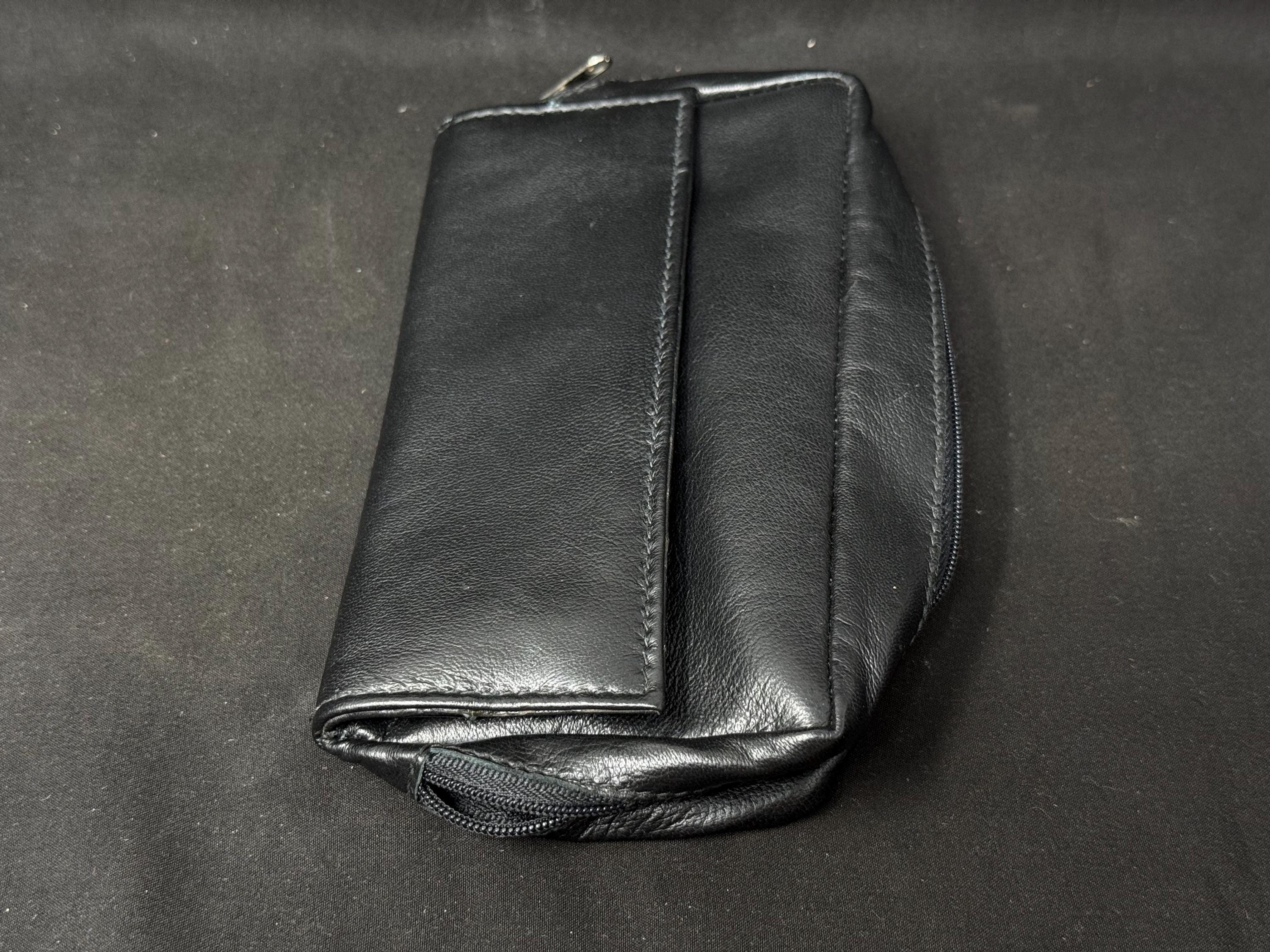 Vintage Leather Roll-Up Tobacco Pouch - 7x4 Rubber-Lined 2-Pipe Carrier 10