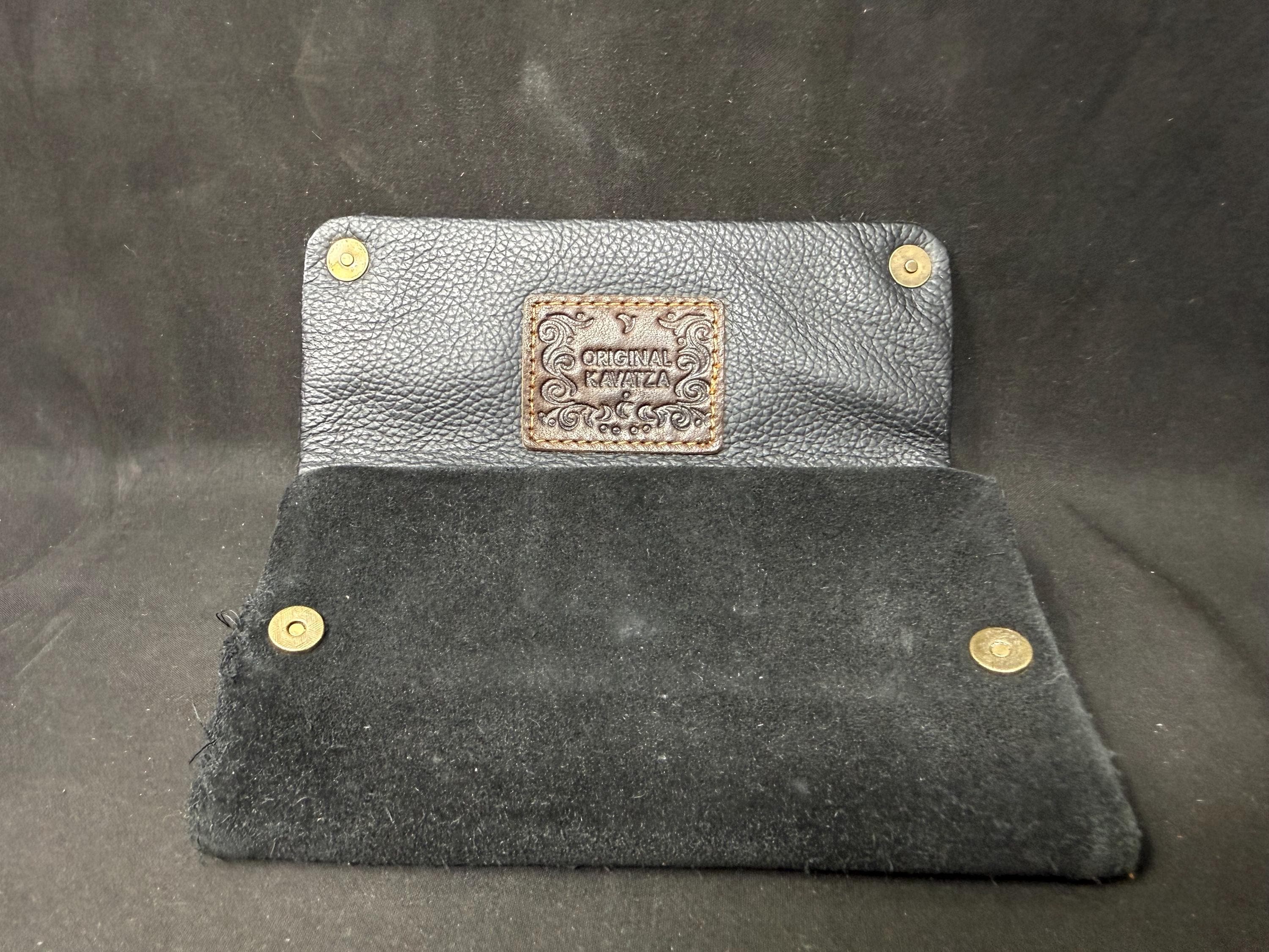 Vintage German Leather Tobacco Pouch with Brass Buttons and Tool Pockets