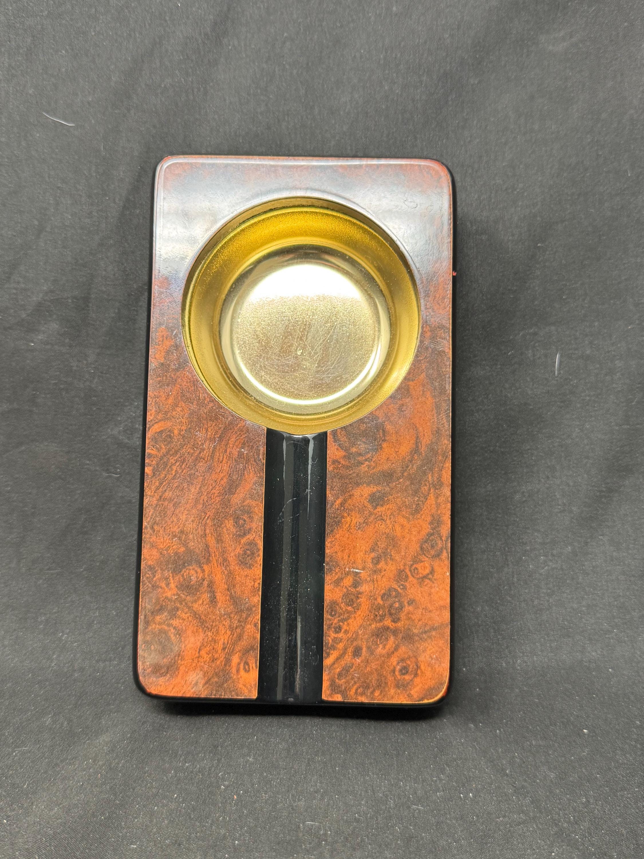 Mid-Century Modern Brass and Wood Cigar Ashtray, c. 1940s-1960s 4