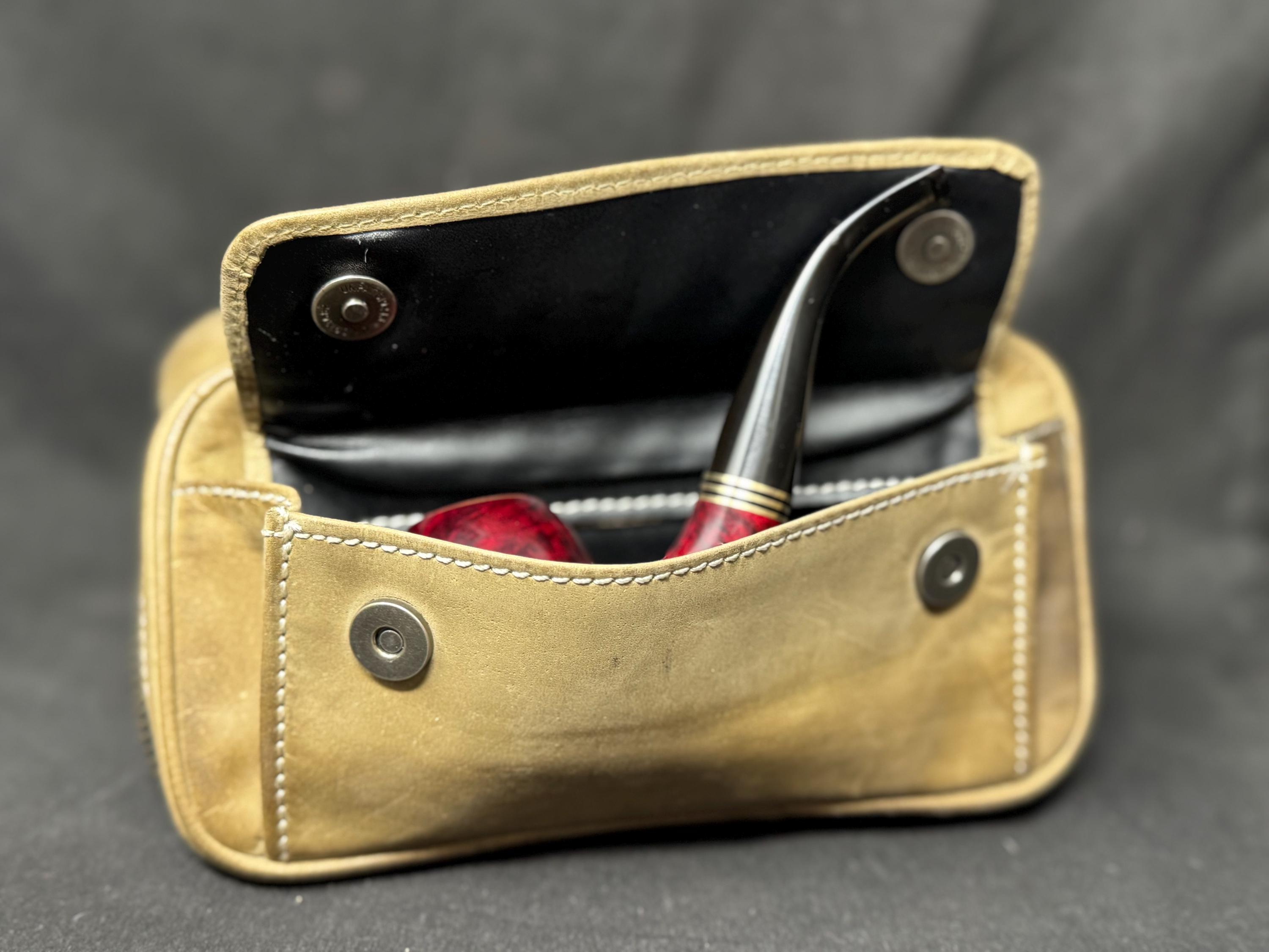 Vintage Leather Roll-Up Tobacco Pouch: 2 oz Capacity, Dual Pipe Storage 4