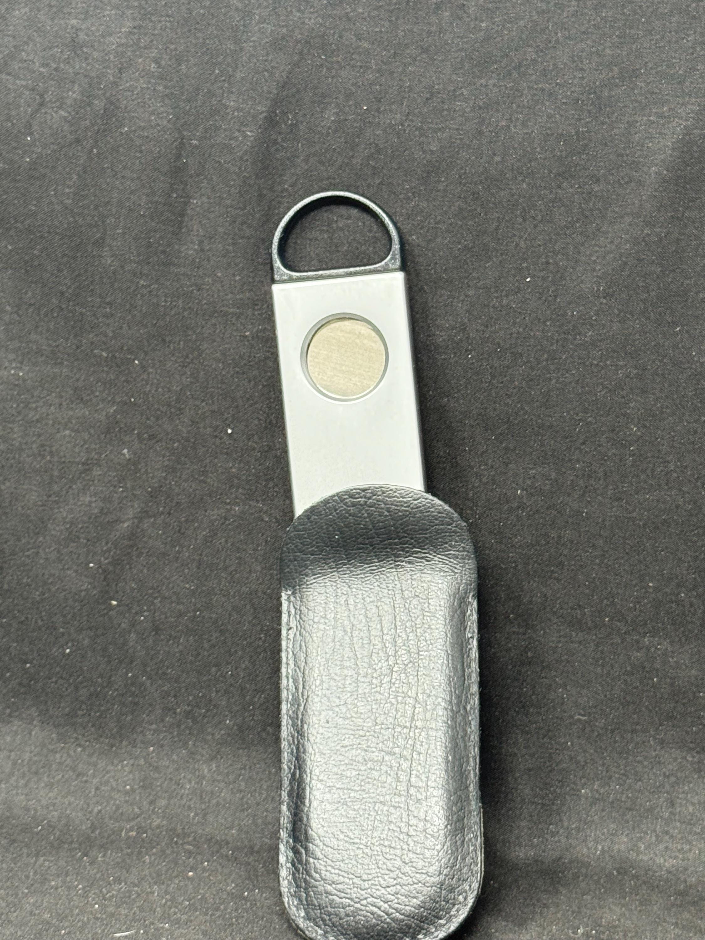 Mid-Century Translucent Blue Guillotine Cigar Cutter | 3-Inch Space-Age Design 5