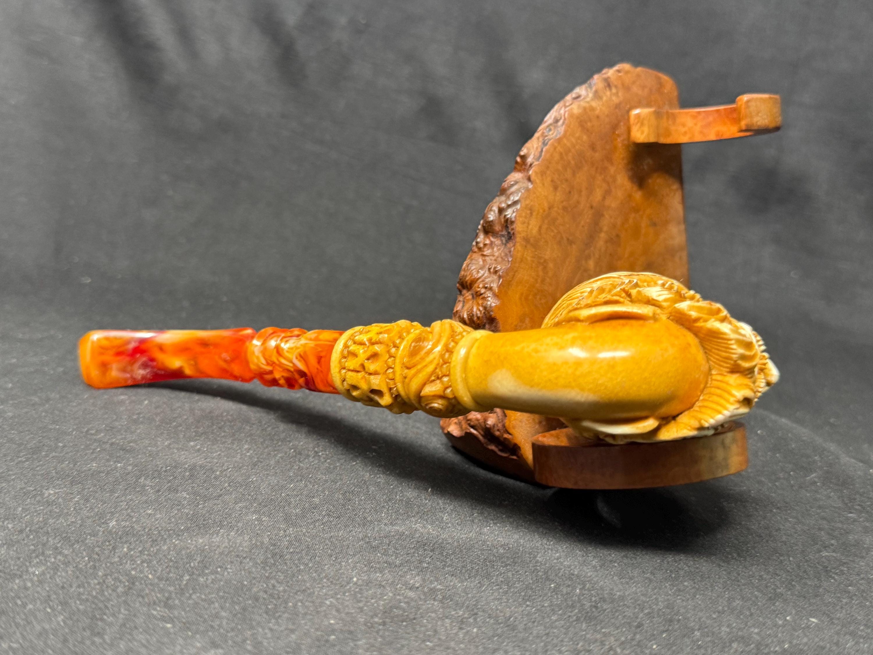 ALTAY Turkish Meerschaum Laughing Sultan Full Bent Lucite Stem 6