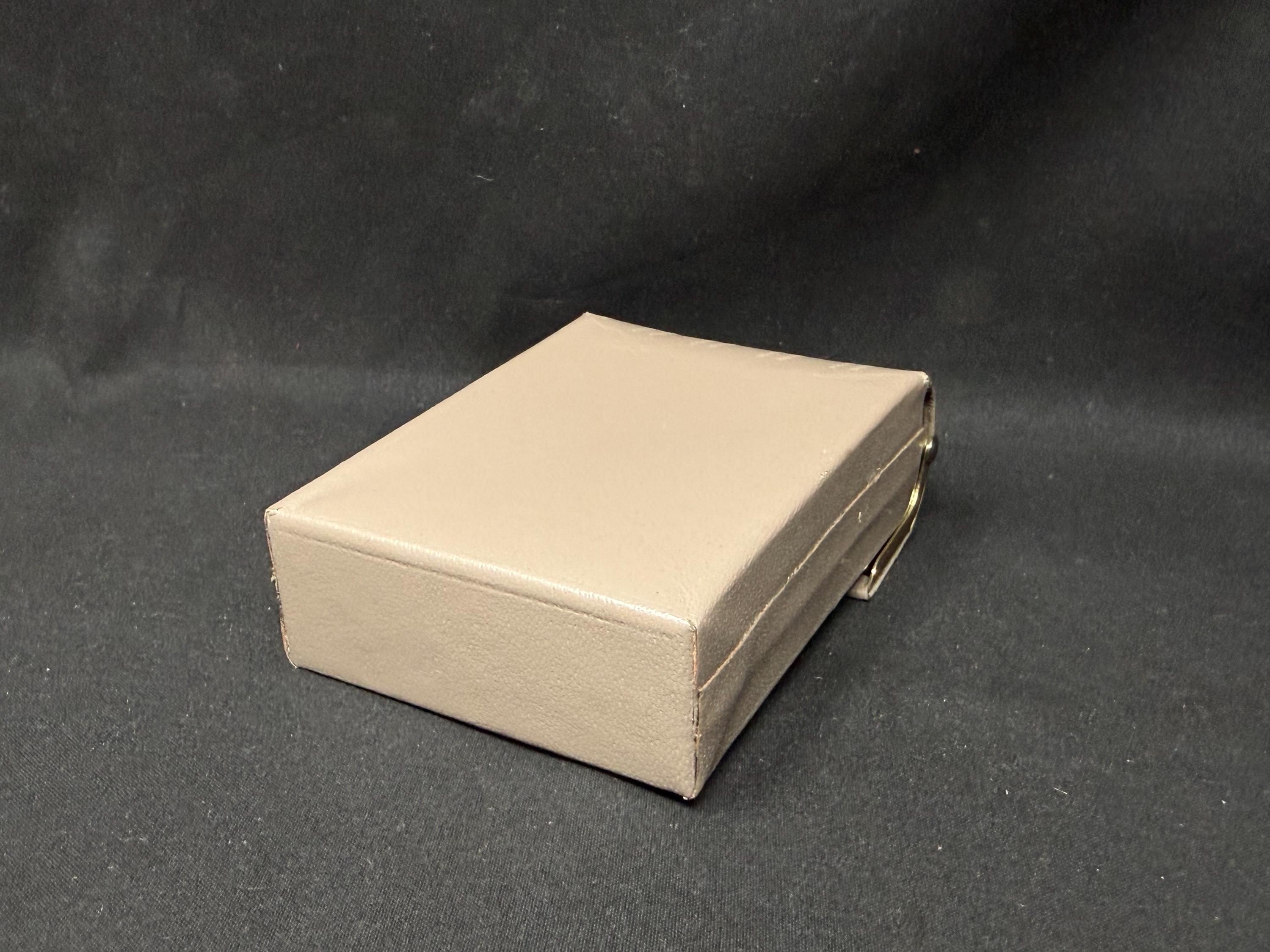 Vintage German Leather Metal Cigarette Case Hard Shell with Metal Plates Hinges 4
