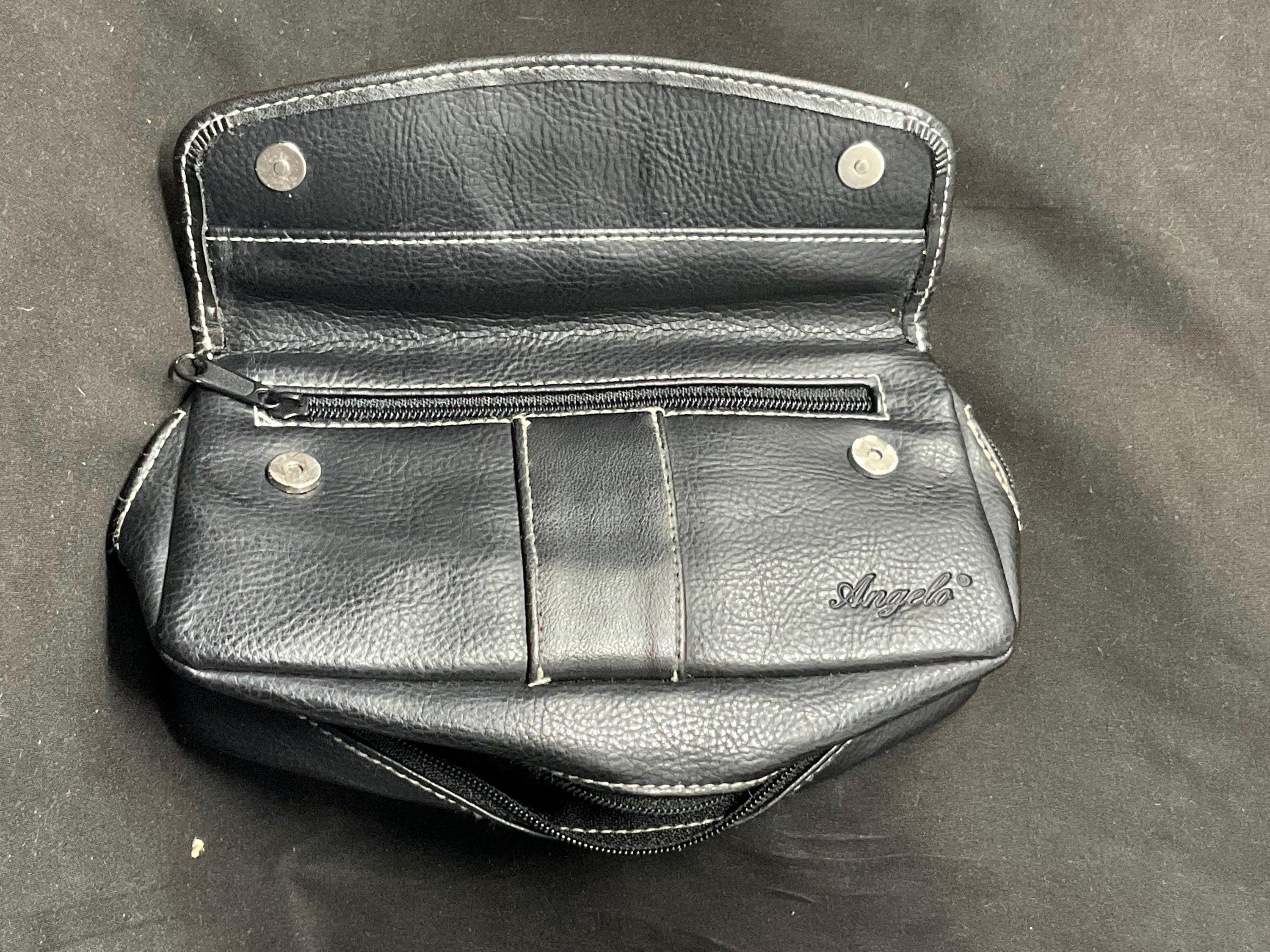 Leather Roll-Up Tobacco Pouch: Genuine Black Leather, Two-Pipe Storage, 2 Oz Capacity 5