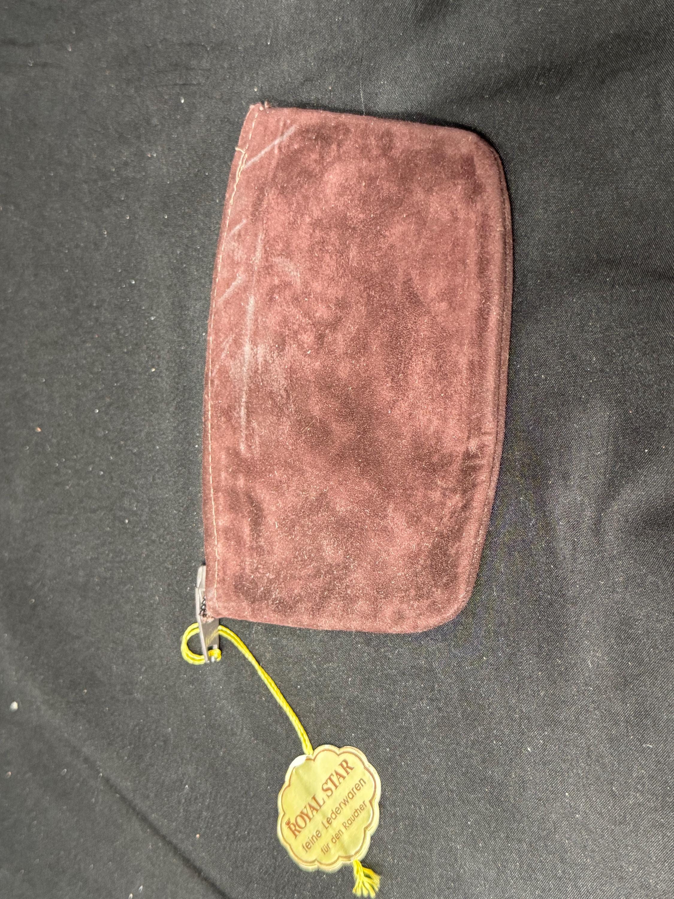 German Minimalist Leather Tobacco Pouch - Smooth Coffee | Vintage Tabakladen Estate | 5.5in 4