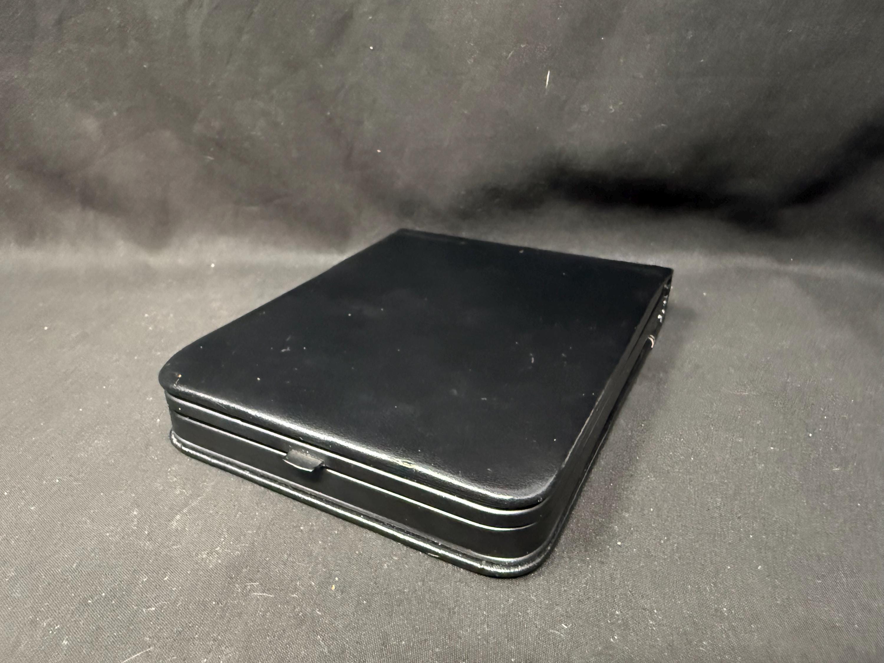 English Leather Cigar Case | 5-Slot | Black Metal Frame | New Old Stock 5