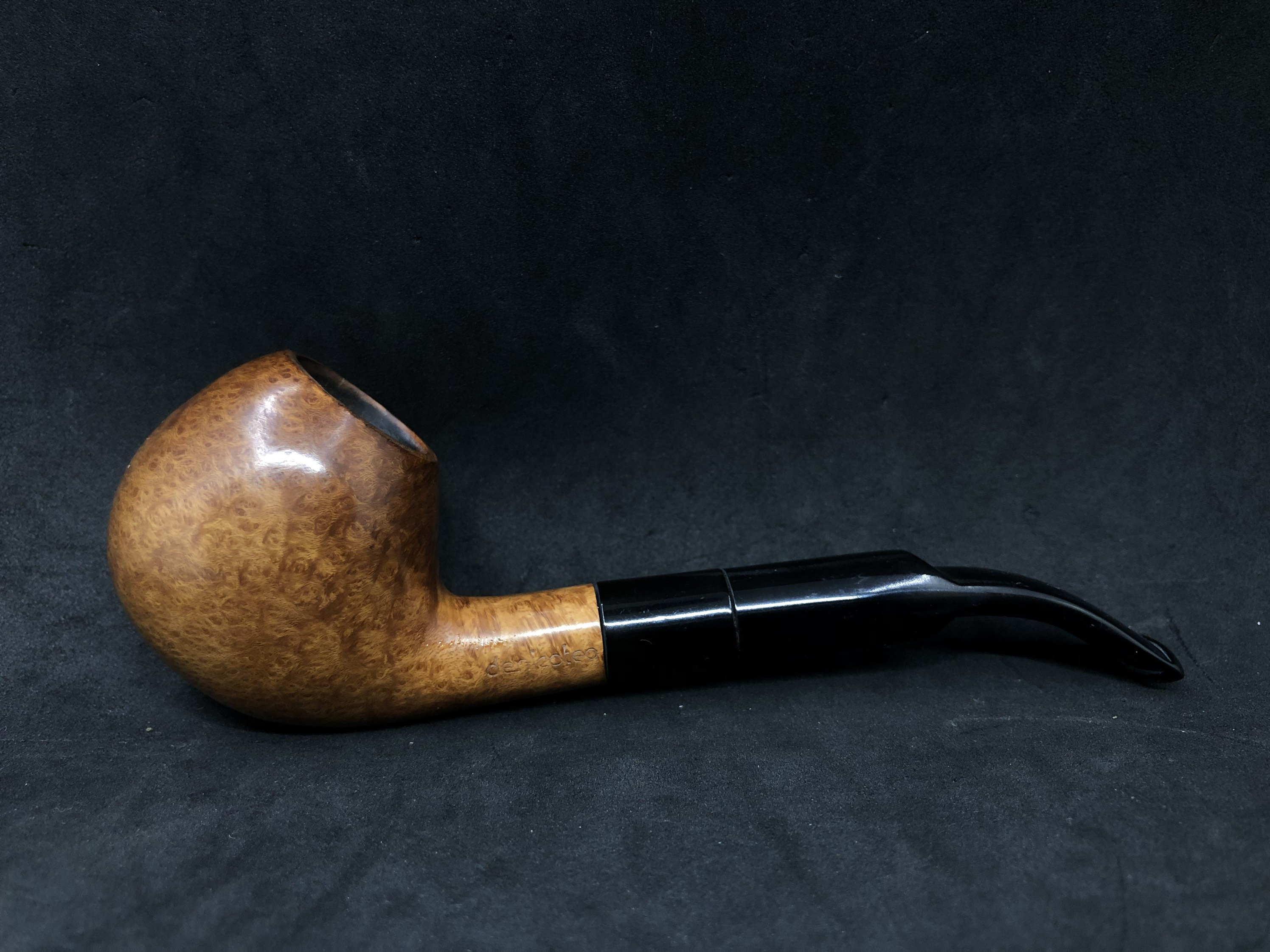 Germany Estate Denicotea (050) Rusticate Bent Freehand 9mm Tobacco Pipe