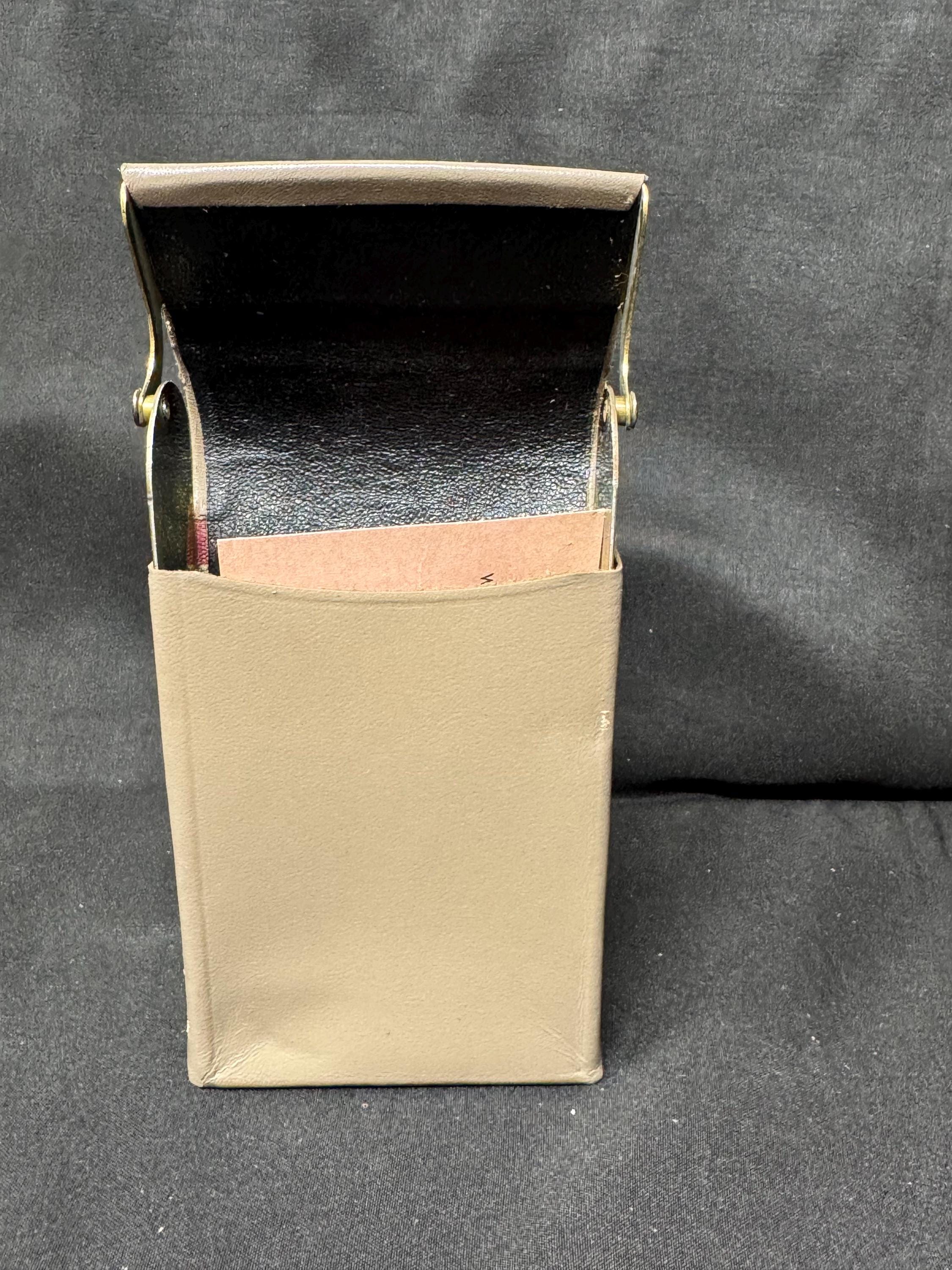 German Leather & Metal Cigarette Case Hard Shell with Hinges Original Kontrollschein 6