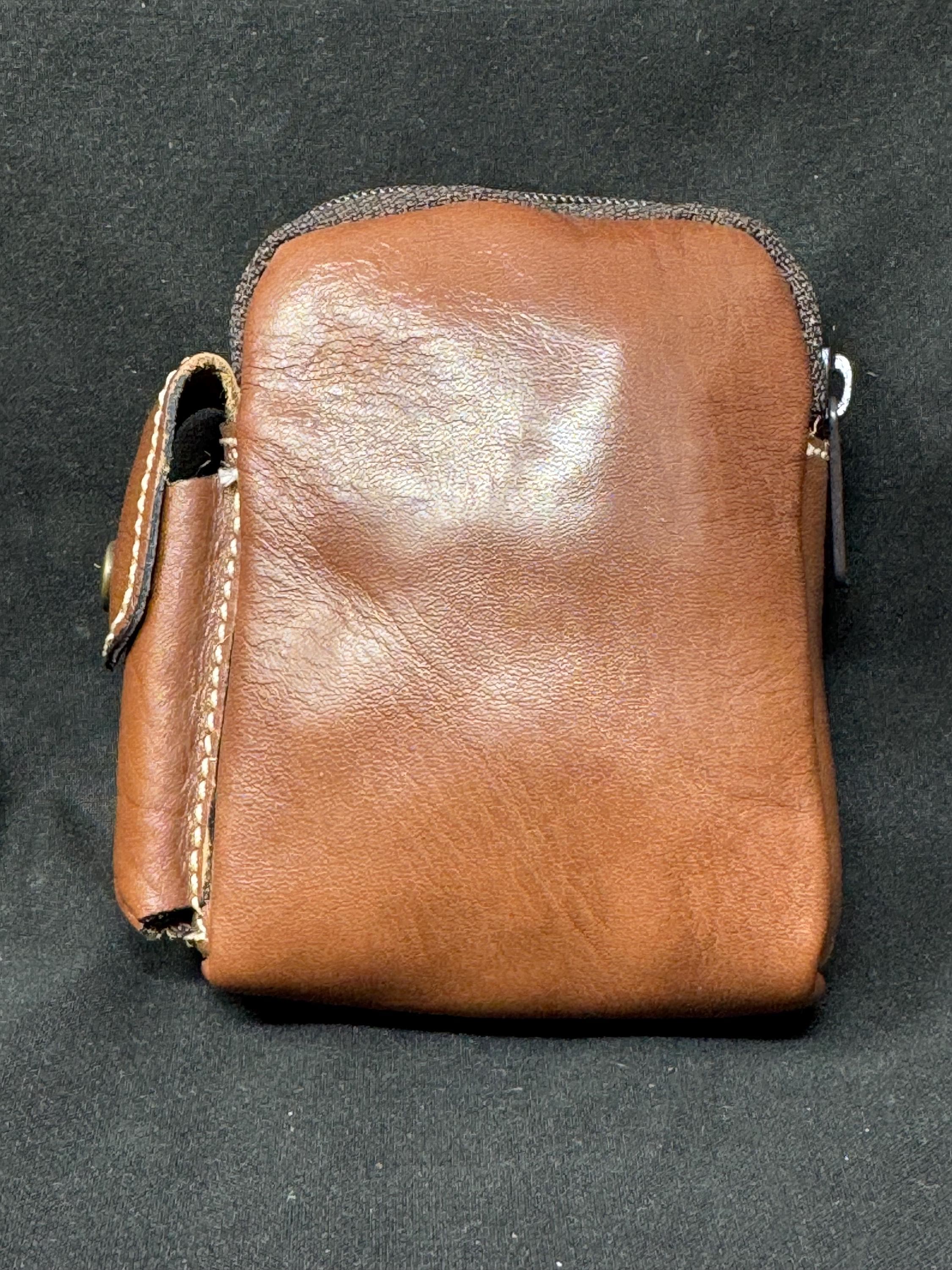 Vintage German Leather Cigarette & Lighter Case Set | NOS | Brass Star Detail 2