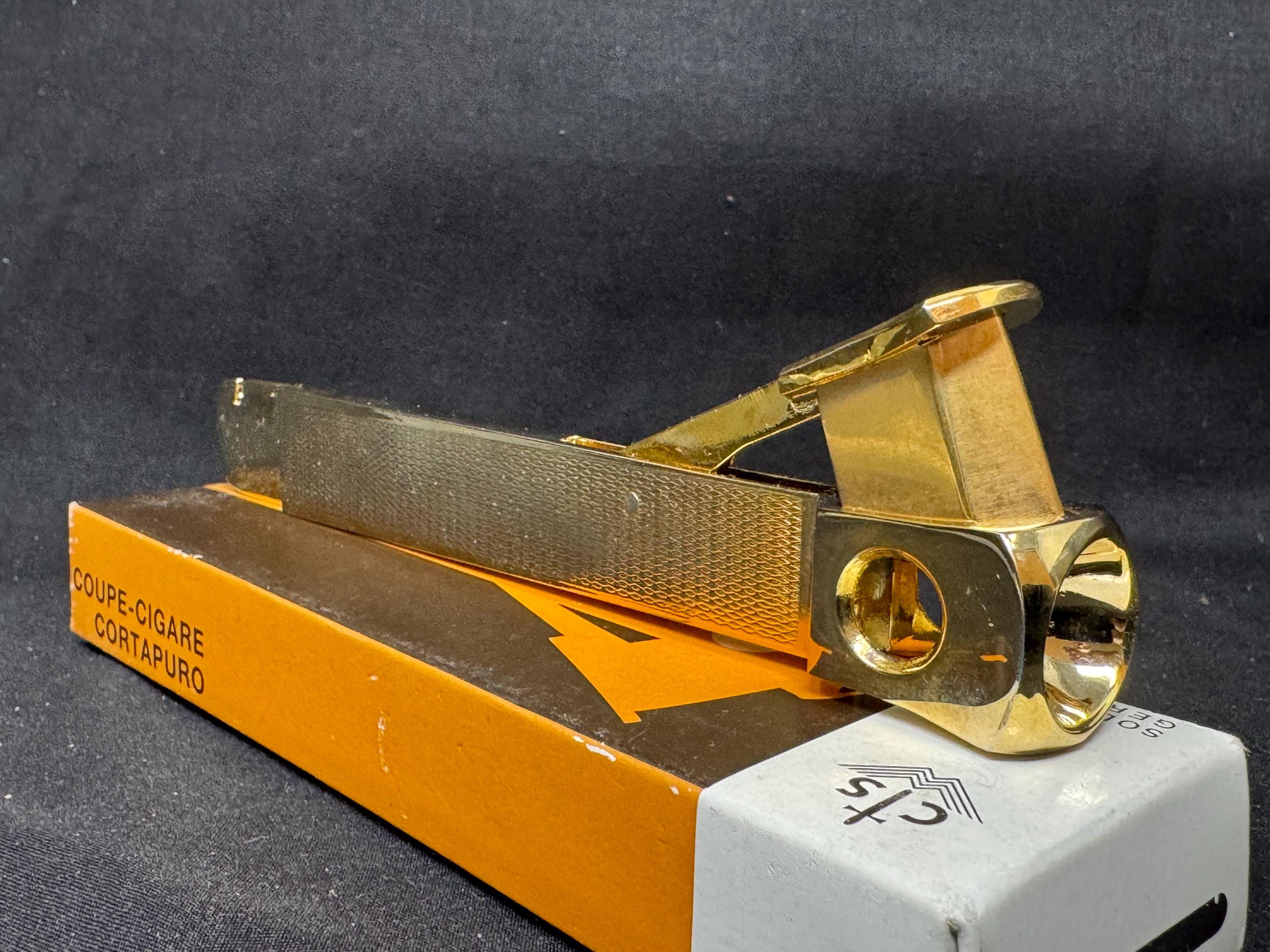 CTS Wolfertz Solingen Gold-Tone V-Cut Cigar Cutter, Original Box, 1980s-1990s 5