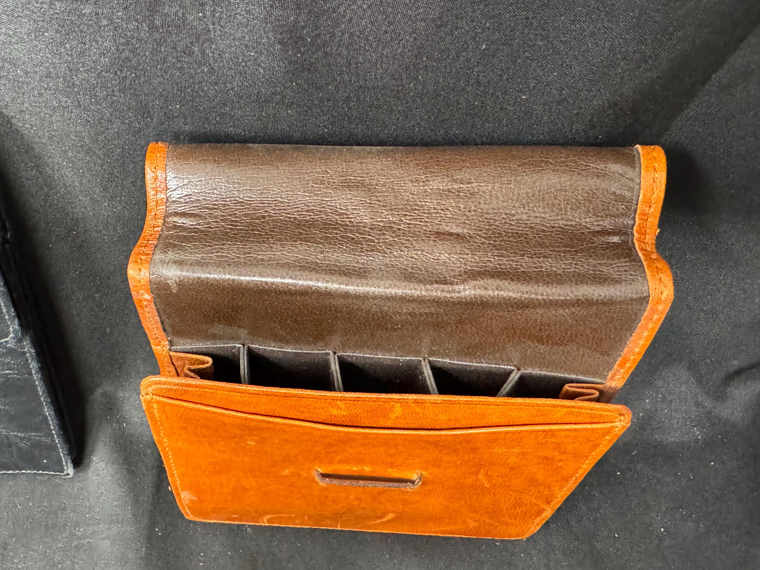 German Leather 5-Cigar Case, Soft Pocket Pouch, Minimalist Closure, NOS 3