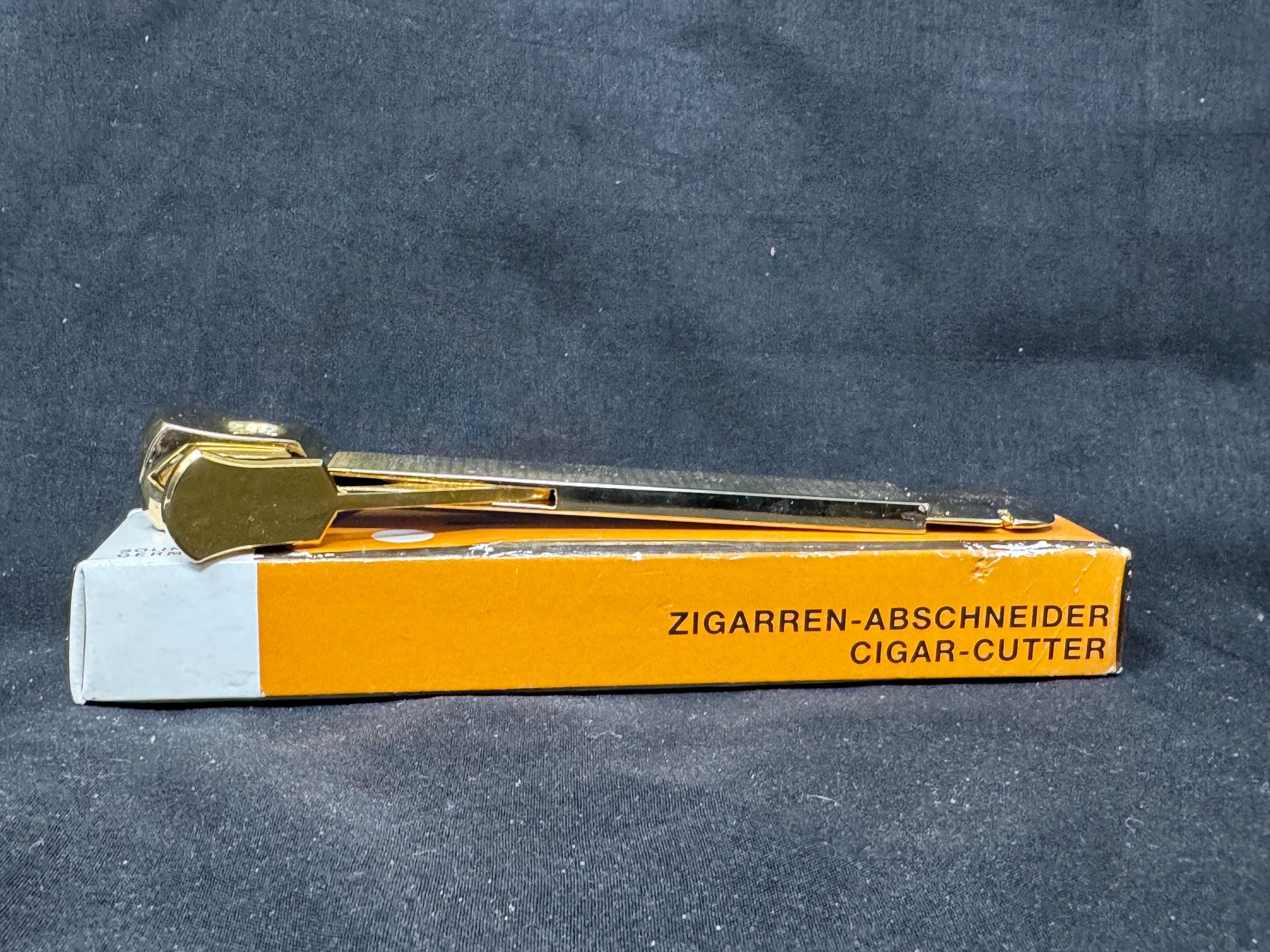 CTS Wolfertz Solingen Gold-Tone V-Cut Cigar Cutter, Original Box, 1980s-1990s 6
