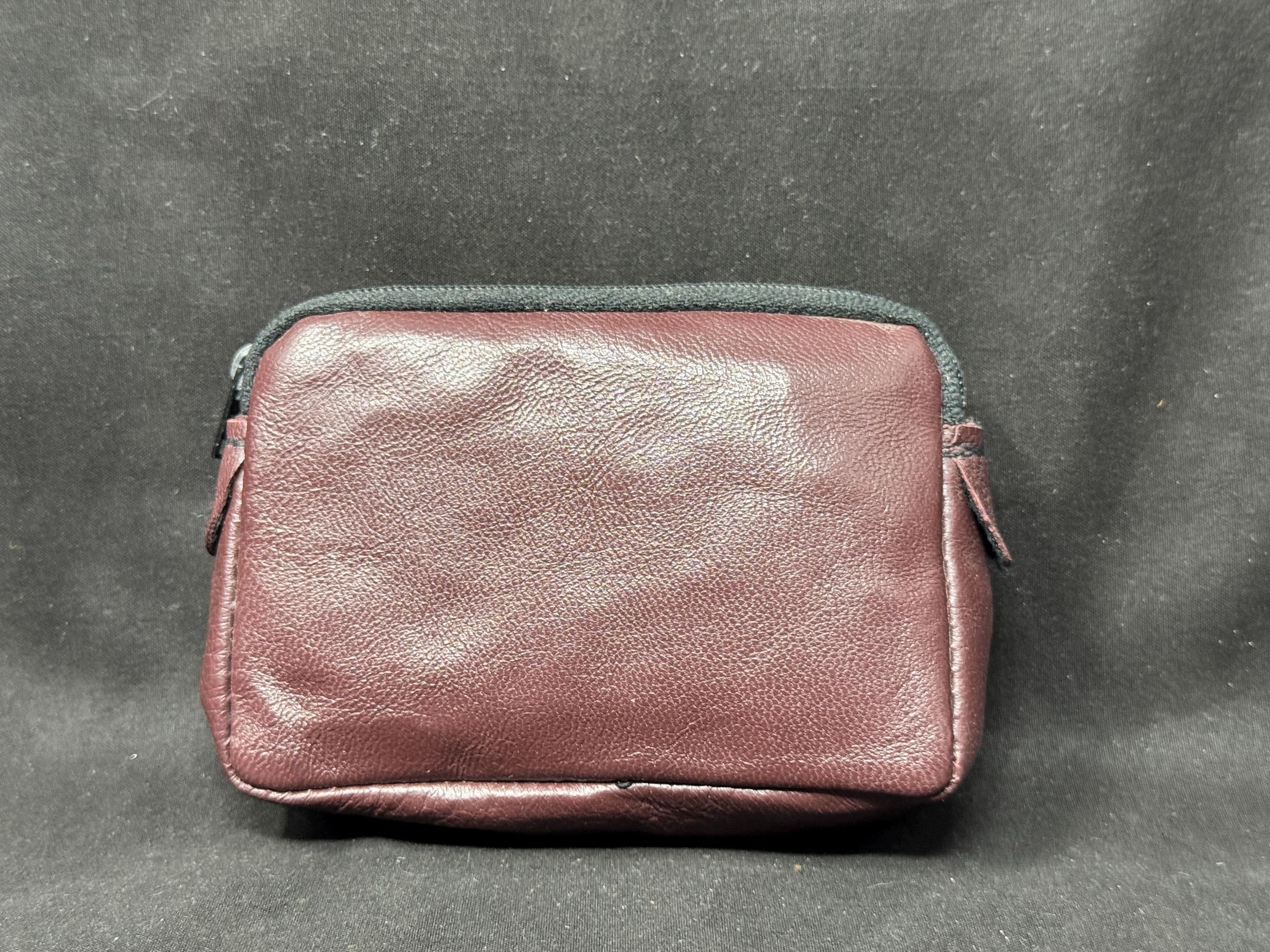 Vintage German Leather Tobacco Pouch | Slim Zippered Envelope, Coffee Brown