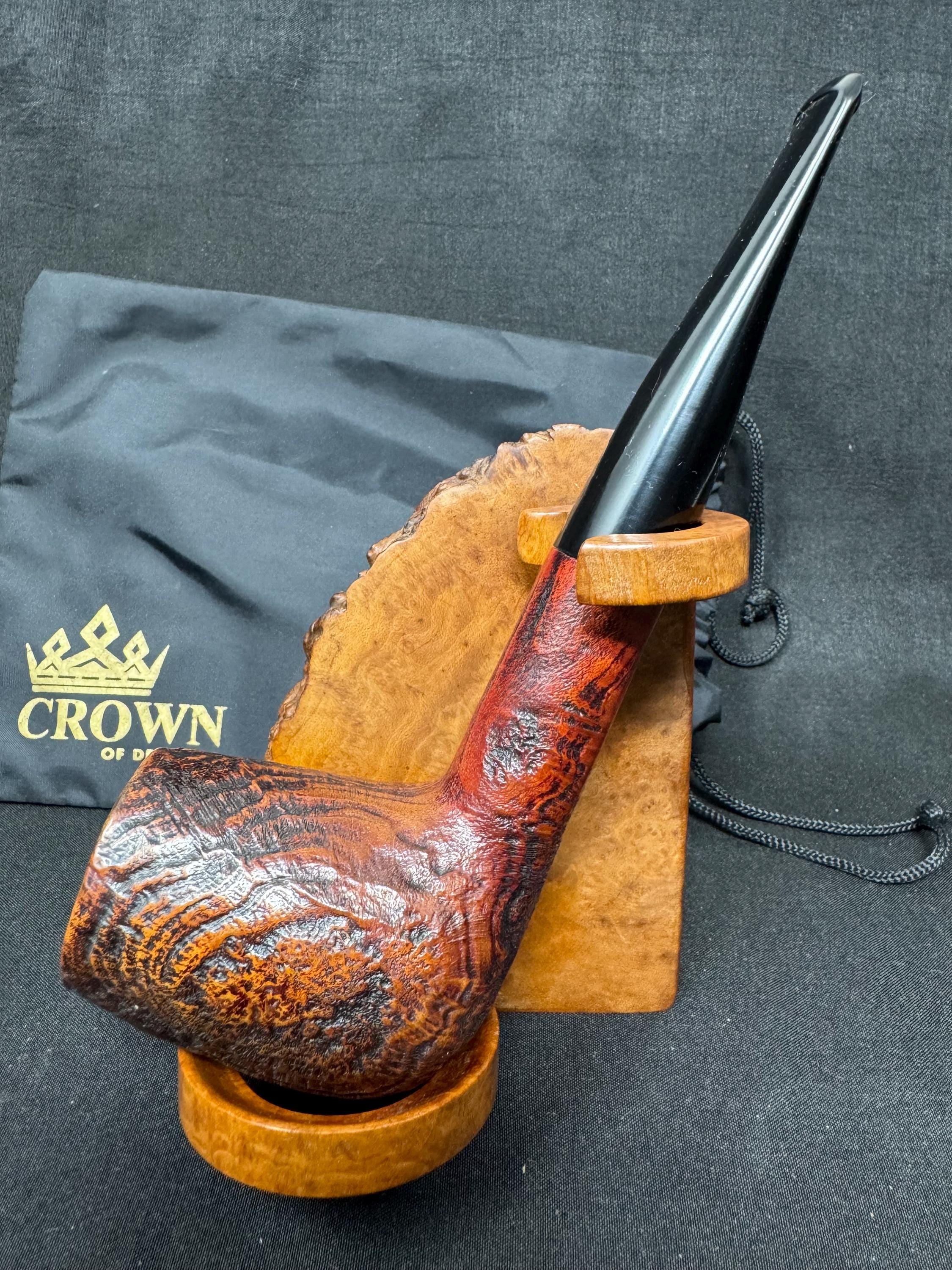 Rare W.Ø. Larsen Handmade Super Black Sandblasted Straight Billiard (Shape 40) – Large Chubby Shank, Danish Golden Era Estate Pipe.(SKU-264) 5