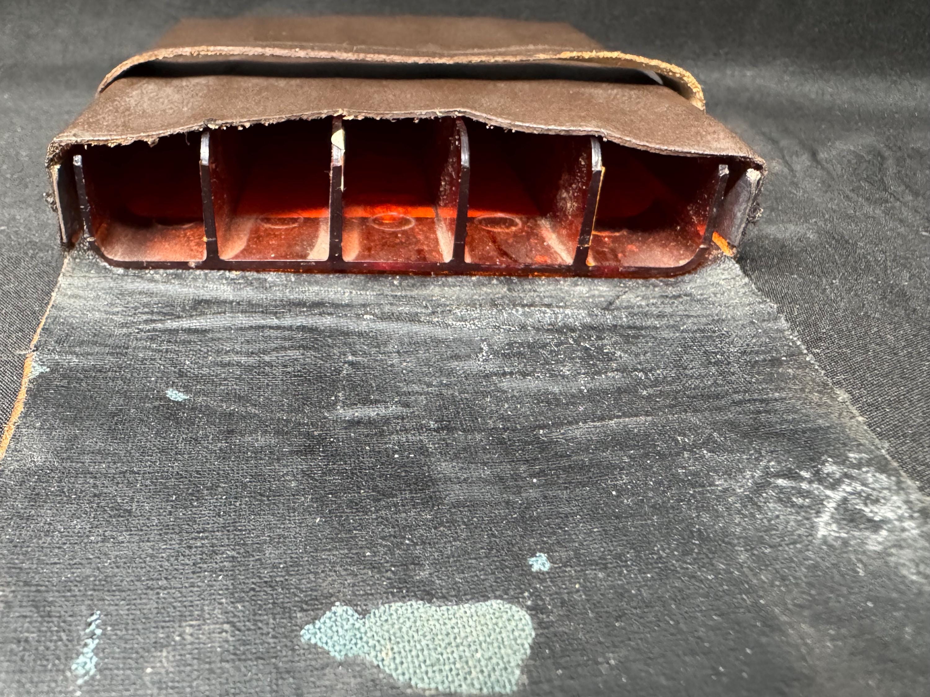 German Leather Five-Cigar Travel Case - Offenbach, Rigid Brown Leather, Pocket Size 2