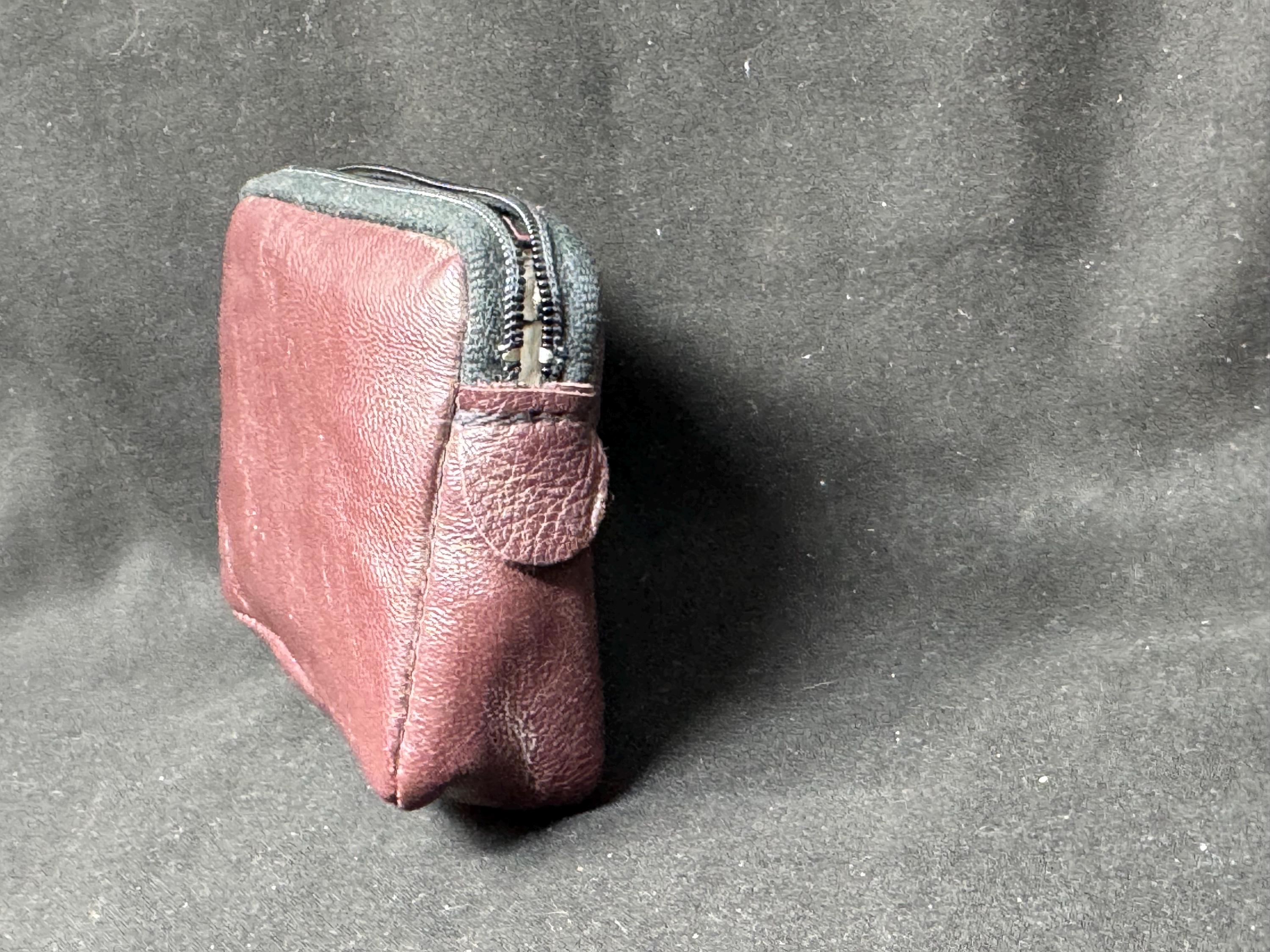 Vintage German Leather Tobacco Pouch | Slim Zippered Envelope, Coffee Brown 6