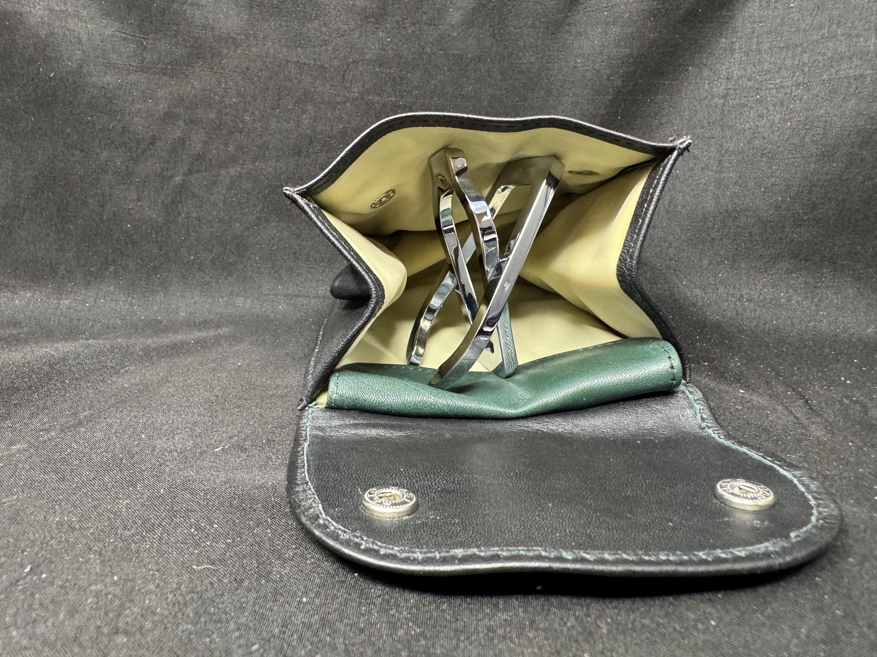 Vintage German Expandable Leather Tobacco Box, Medical Rubber Lining, Mid-Century Estate Accessory 7