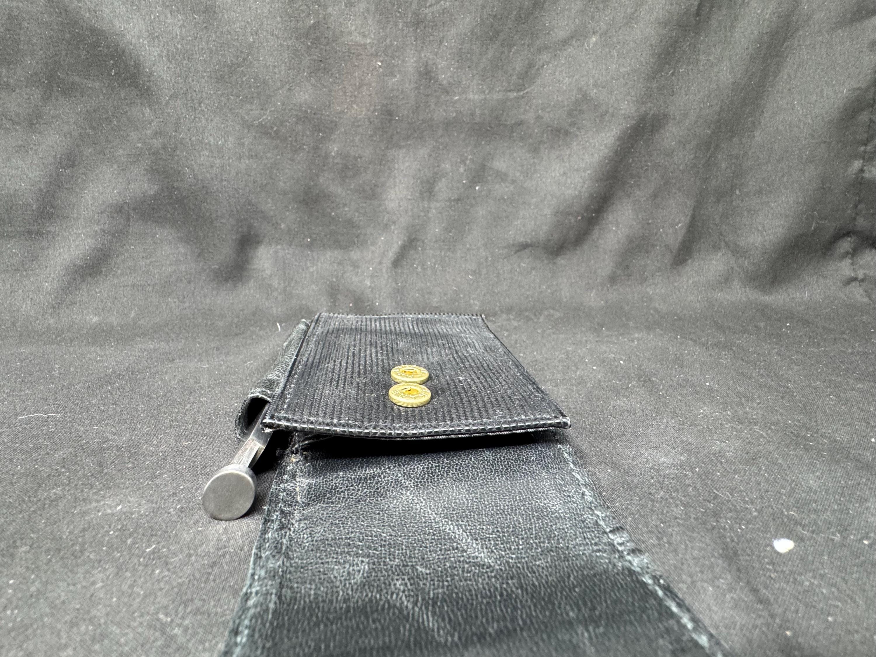 Vintage German Leather Cigarette & Lighter Case Set | Brass Star Detail | NOS 4