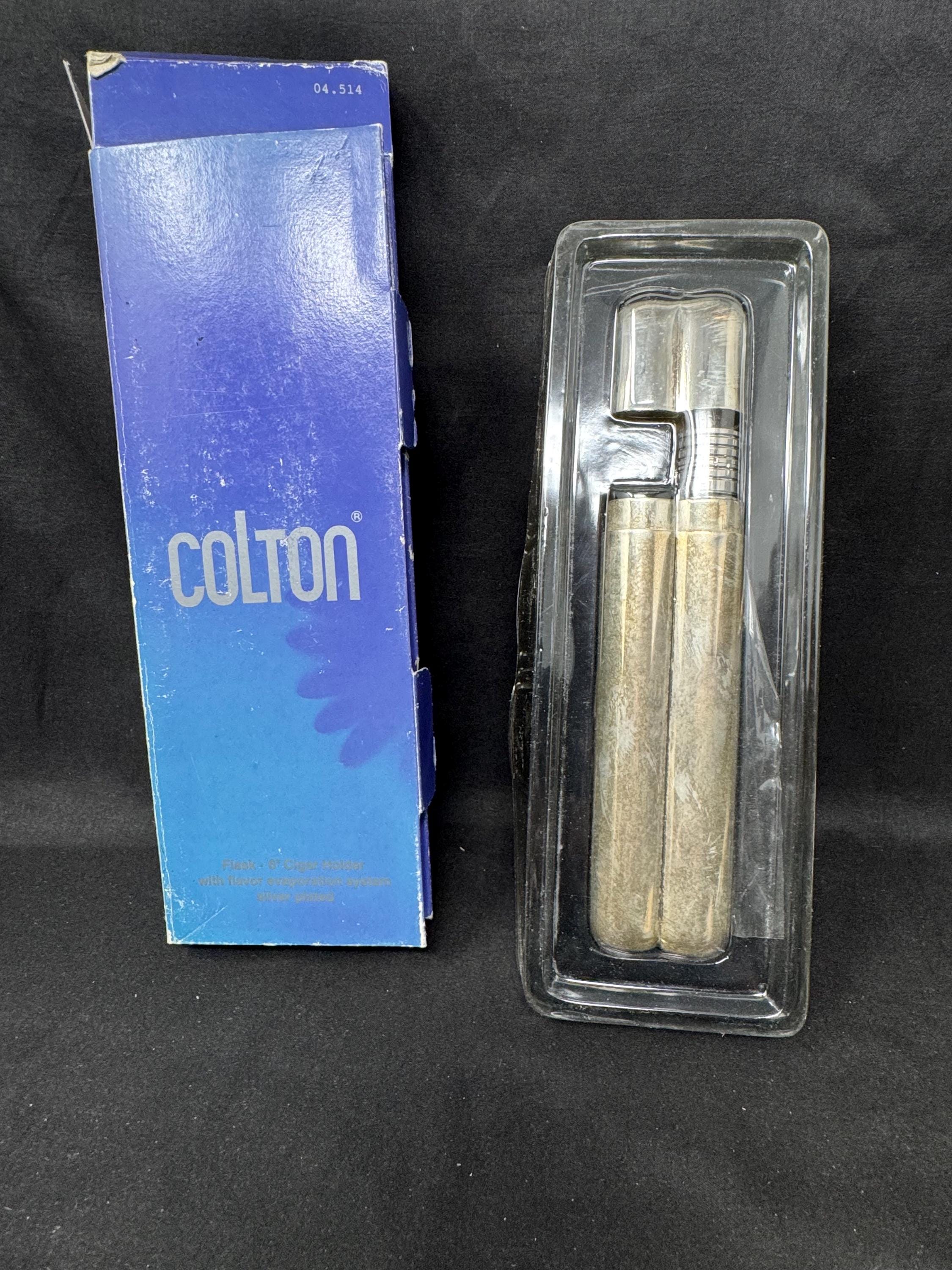 Vintage Coltron Silver-Plated Dual Cigar Tube and Liquor Flask with Innovative Flavor Evaporation System - Model 04.515 .SKU-270 5