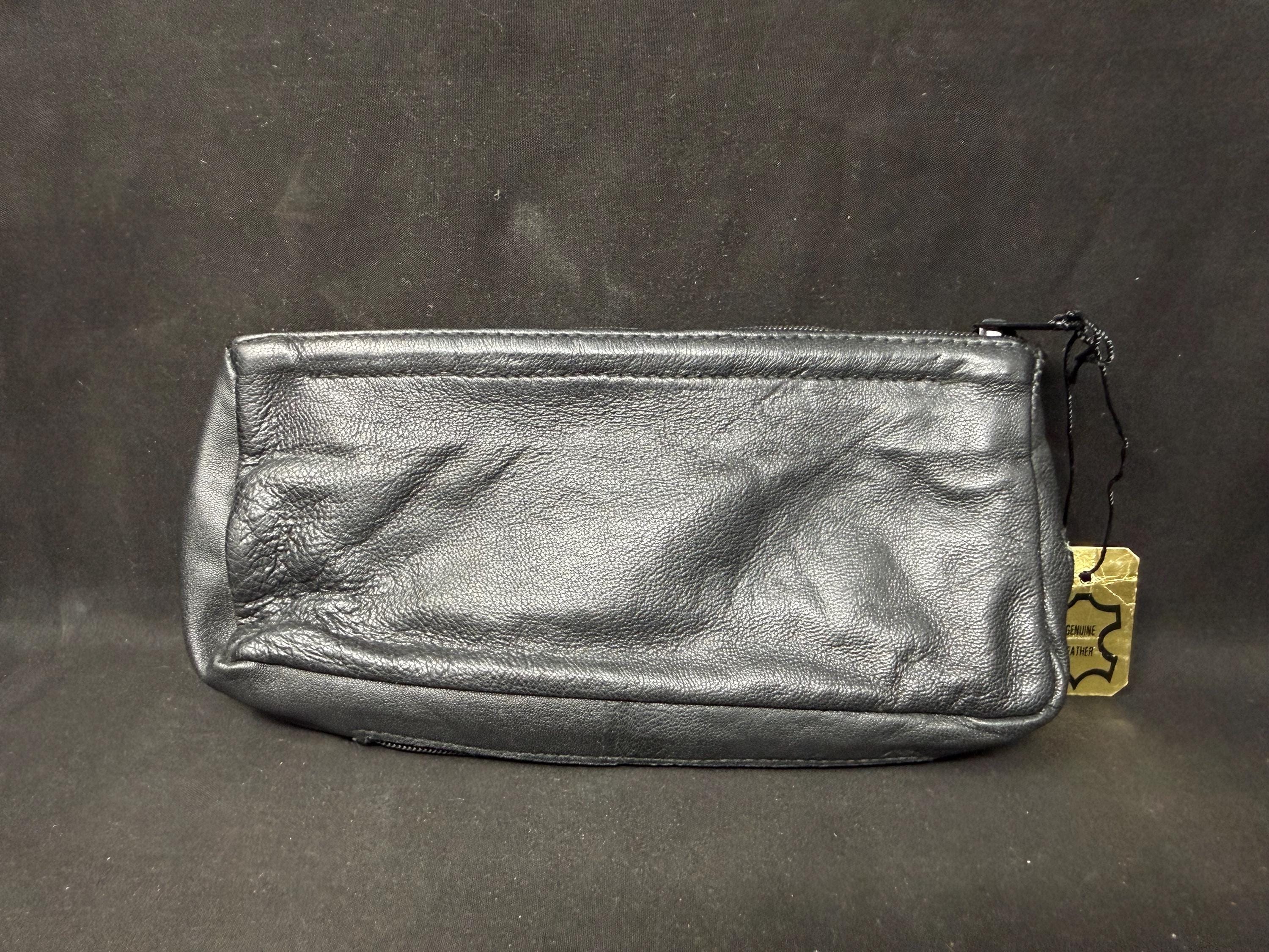 Vintage German Leather Pipe & Tobacco Pouch, Dual-Compartment NOS | SKU-215 3