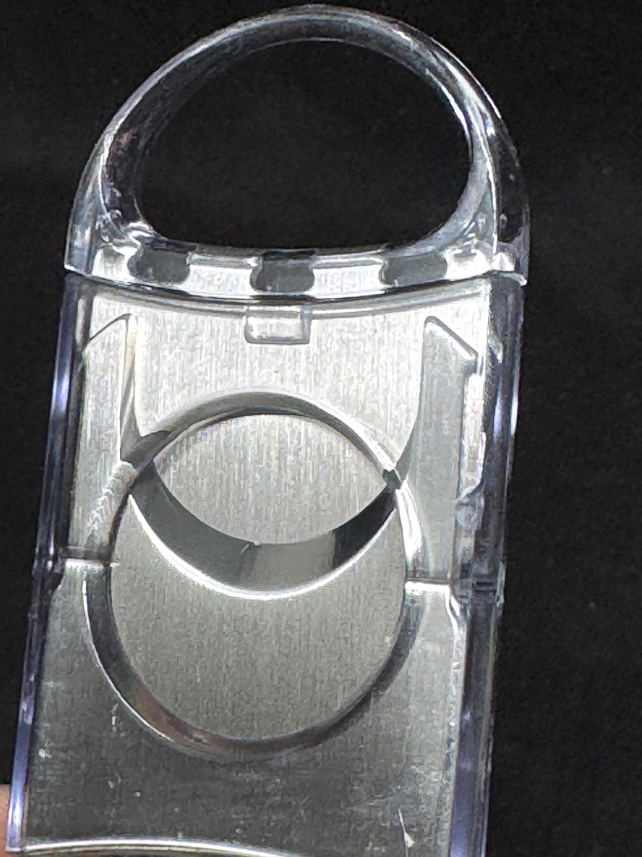 Mid-Century Blue Translucent Guillotine Cigar Cutter, 3 inches, circa 1950s-60s 4