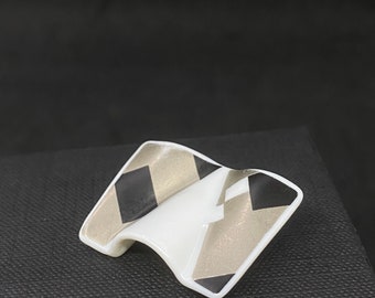 Stylish Rosenthal Porcelain Brooch - Modernist Design  Johan Van Loon Sign. Germany (SKU #403)