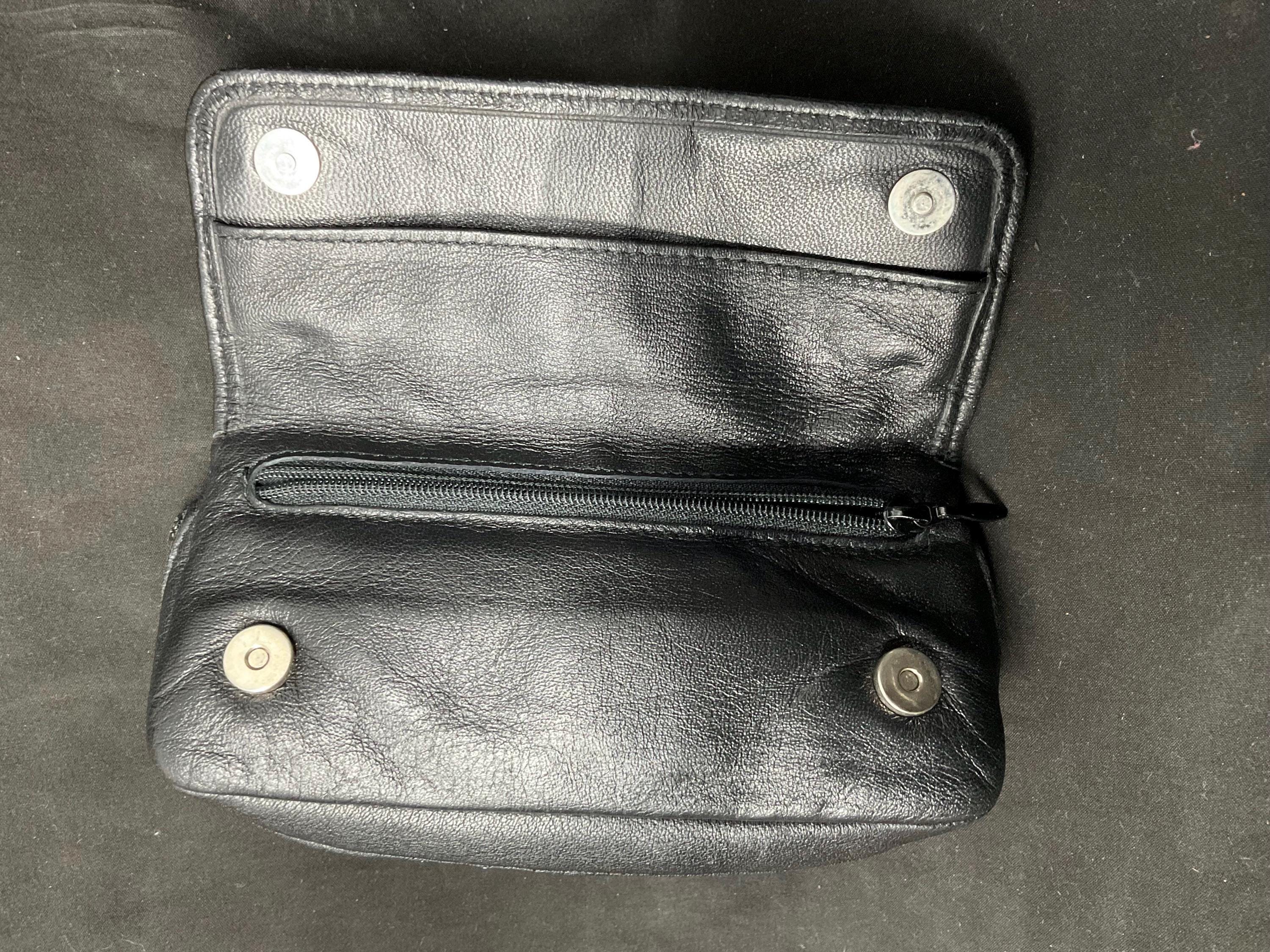 Leather Roll-Up Tobacco Pouch: Genuine Black Leather, Two-Pipe Storage, 2 Oz Capacity 4