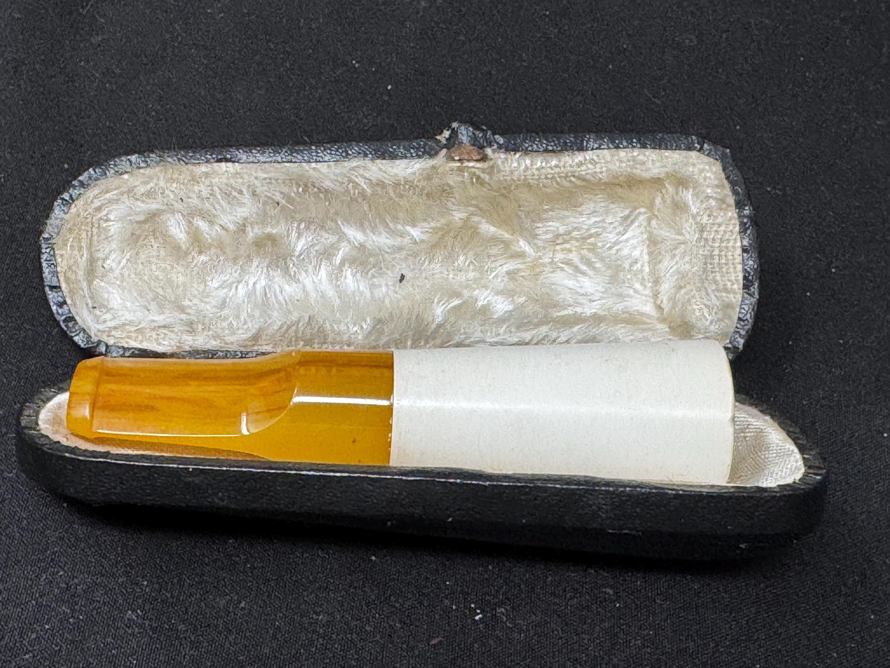 Smooth Meerschaum Cigar Holder - S. Yanik Style - with Antique Case. SKU-126 5