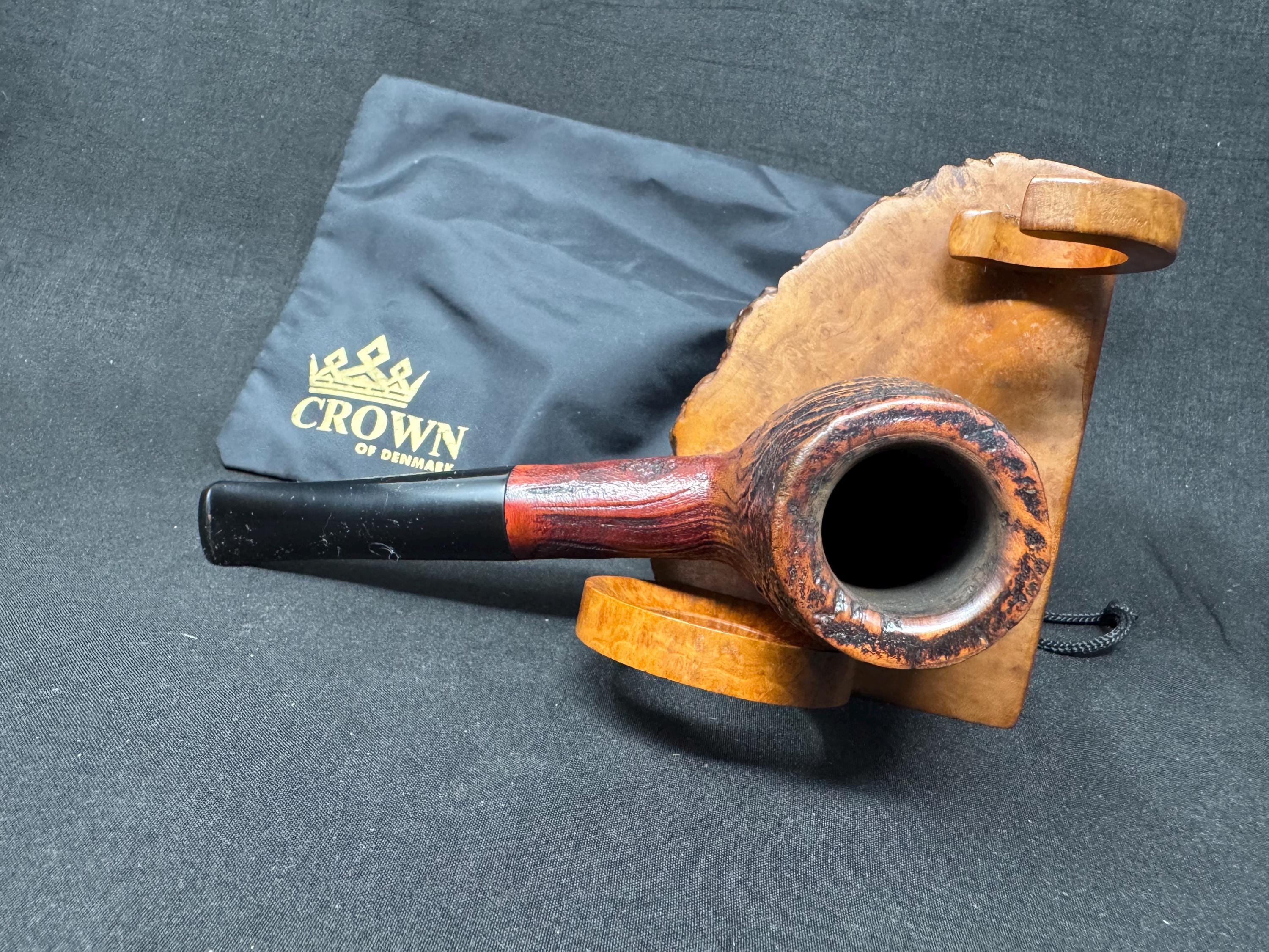 Rare W.Ø. Larsen Handmade Super Black Sandblasted Straight Billiard (Shape 40) – Large Chubby Shank, Danish Golden Era Estate Pipe.(SKU-264) 3