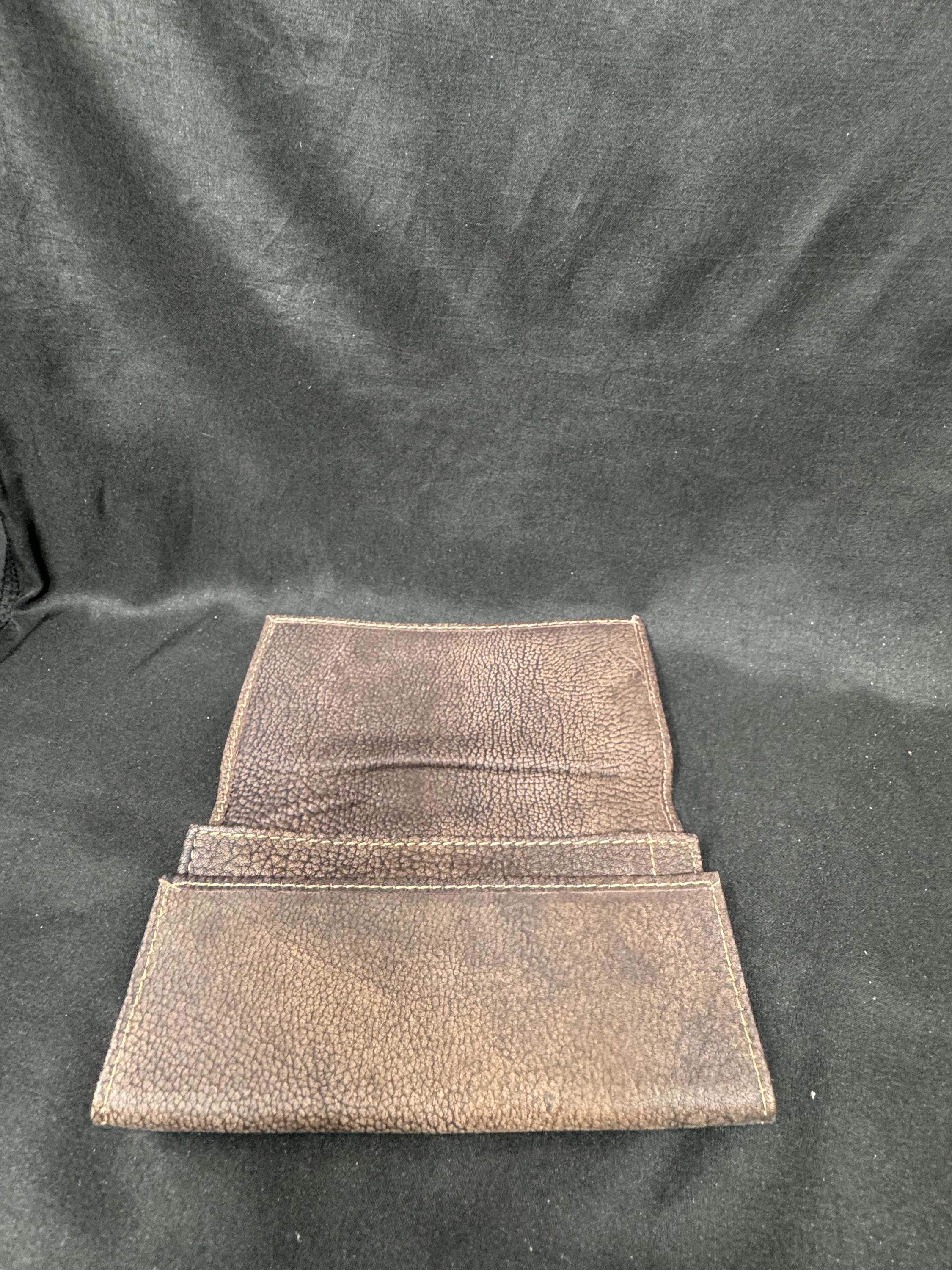 German Leather Tri-Fold Tobacco Tin Carrier 2oz Brown 1950s – Mid-Century Continental – Estate Accessory 7