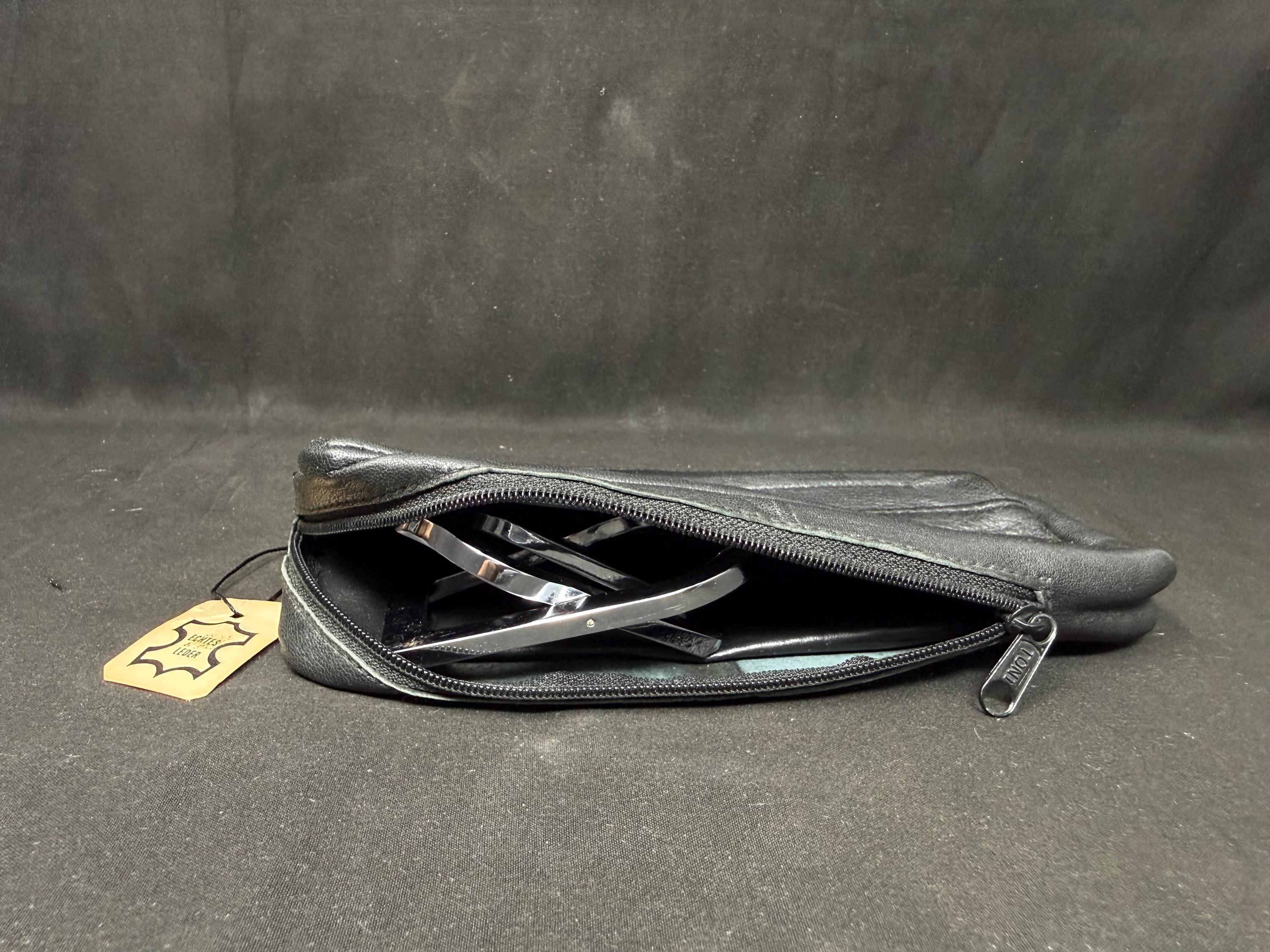 Vintage German Leather Pipe & Tobacco Pouch, Dual-Compartment NOS | SKU-215 5