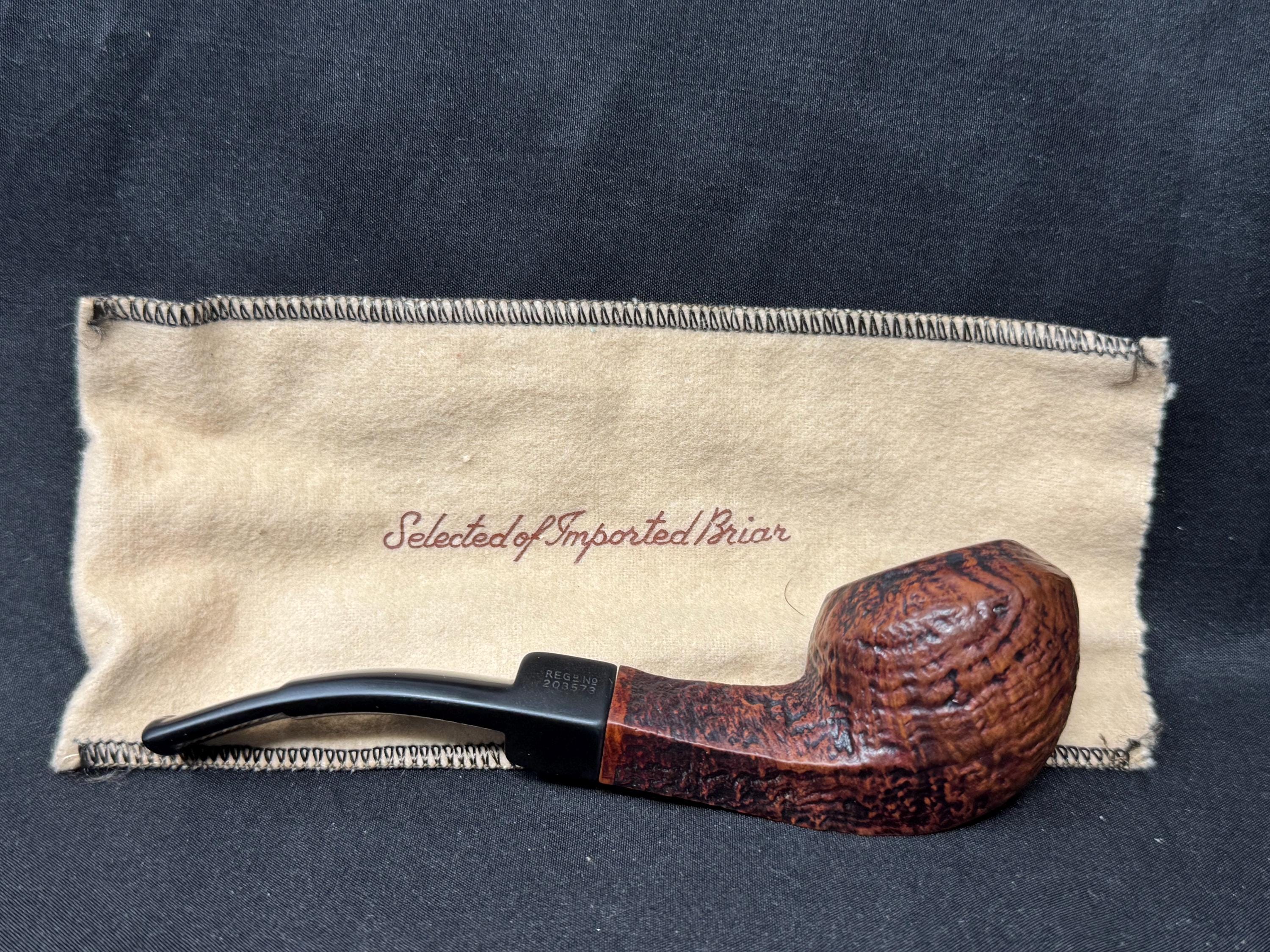 Charatan of London Grosvenor Shape 2109 Rhodesian Sandblast Fishtail Vulcanite Stem