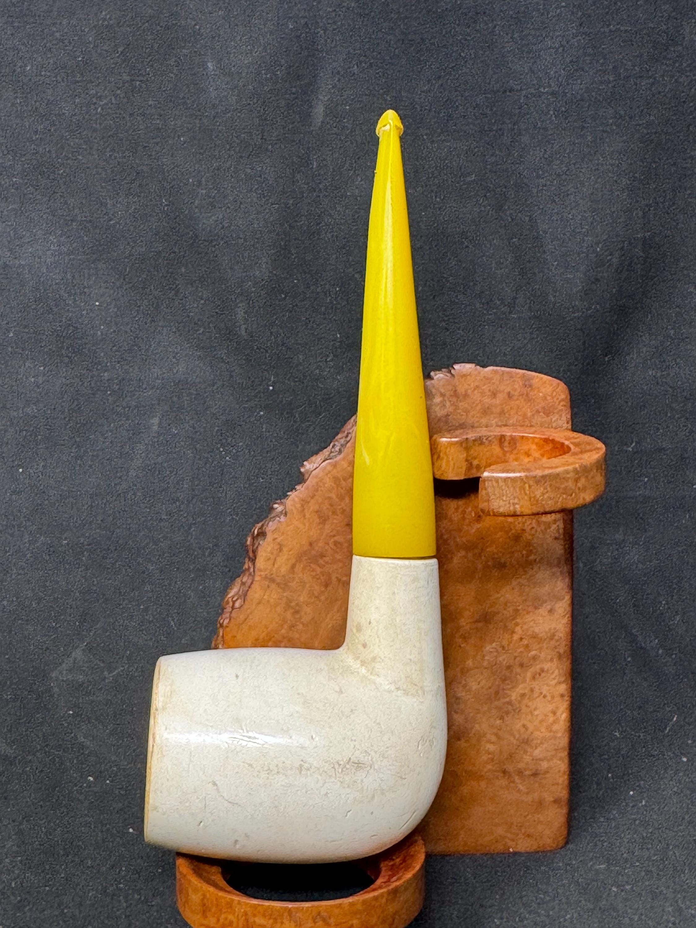 Antique Straight Billiard Meerschaum Pipe, Amber Stem, Unsigned c.1900 7