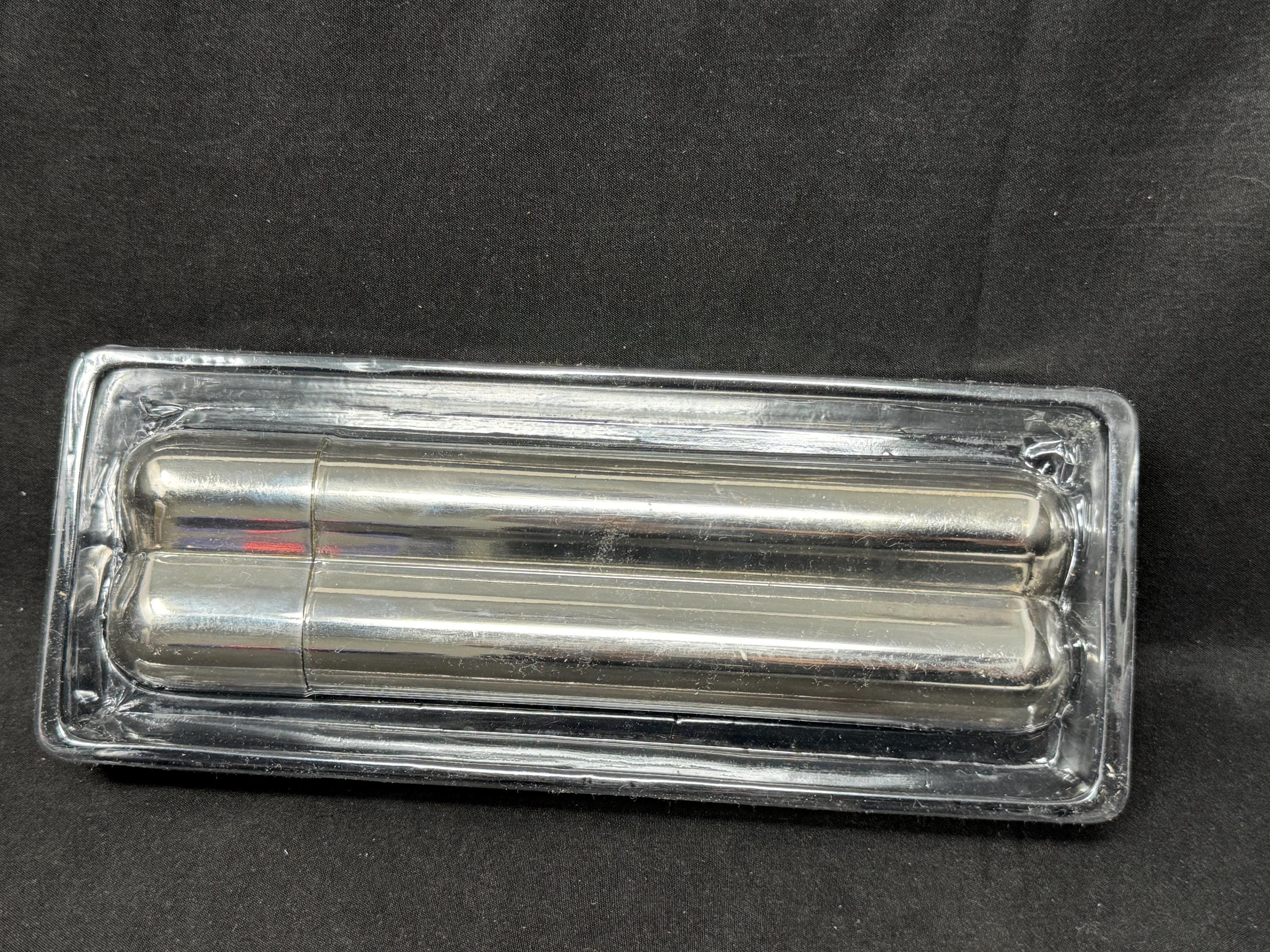 Coltron Silver-Plated Dual Cigar Tube, Humidity Control System, c.1950s NOS 3
