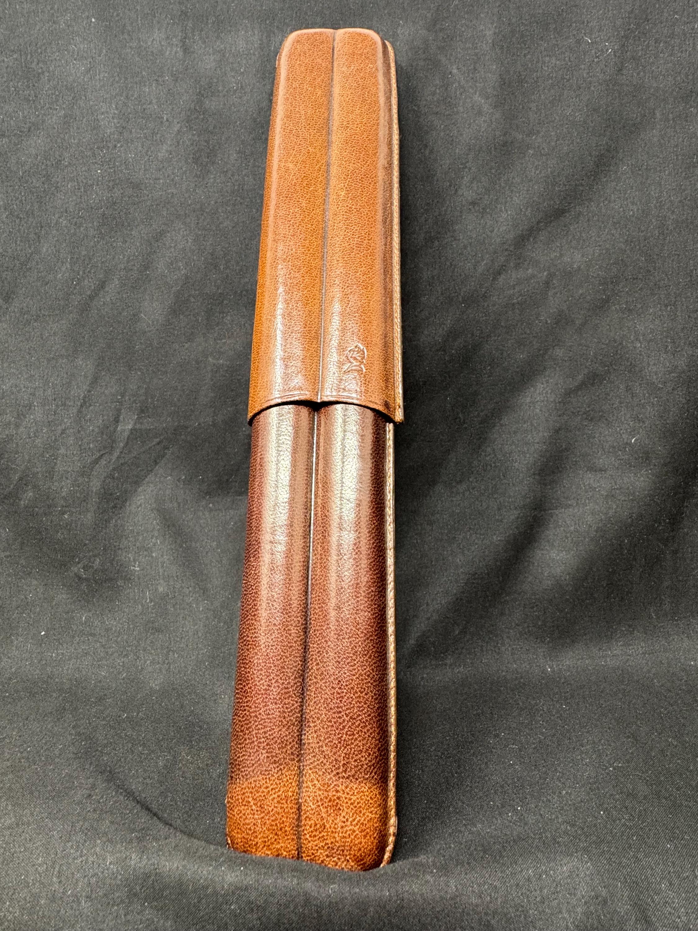 Spanish Vegetable-Tanned Leather Telescopic Cigar Holder, Two-Capacity, Made in Spain 5
