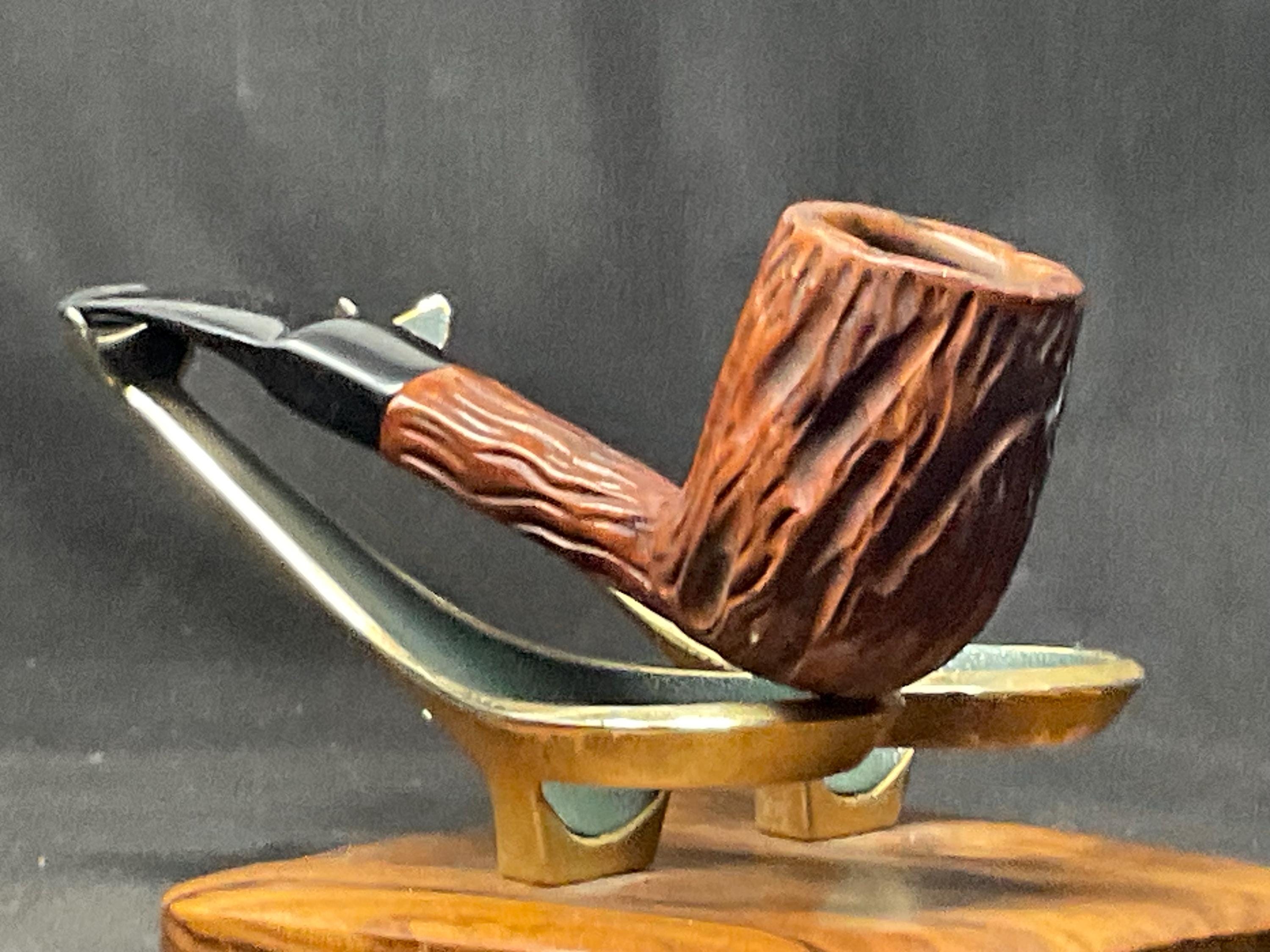 EGRA Hilson Line 680 Rusticated Panel Billiard Vulcanite Saddle Stem Belgian 8