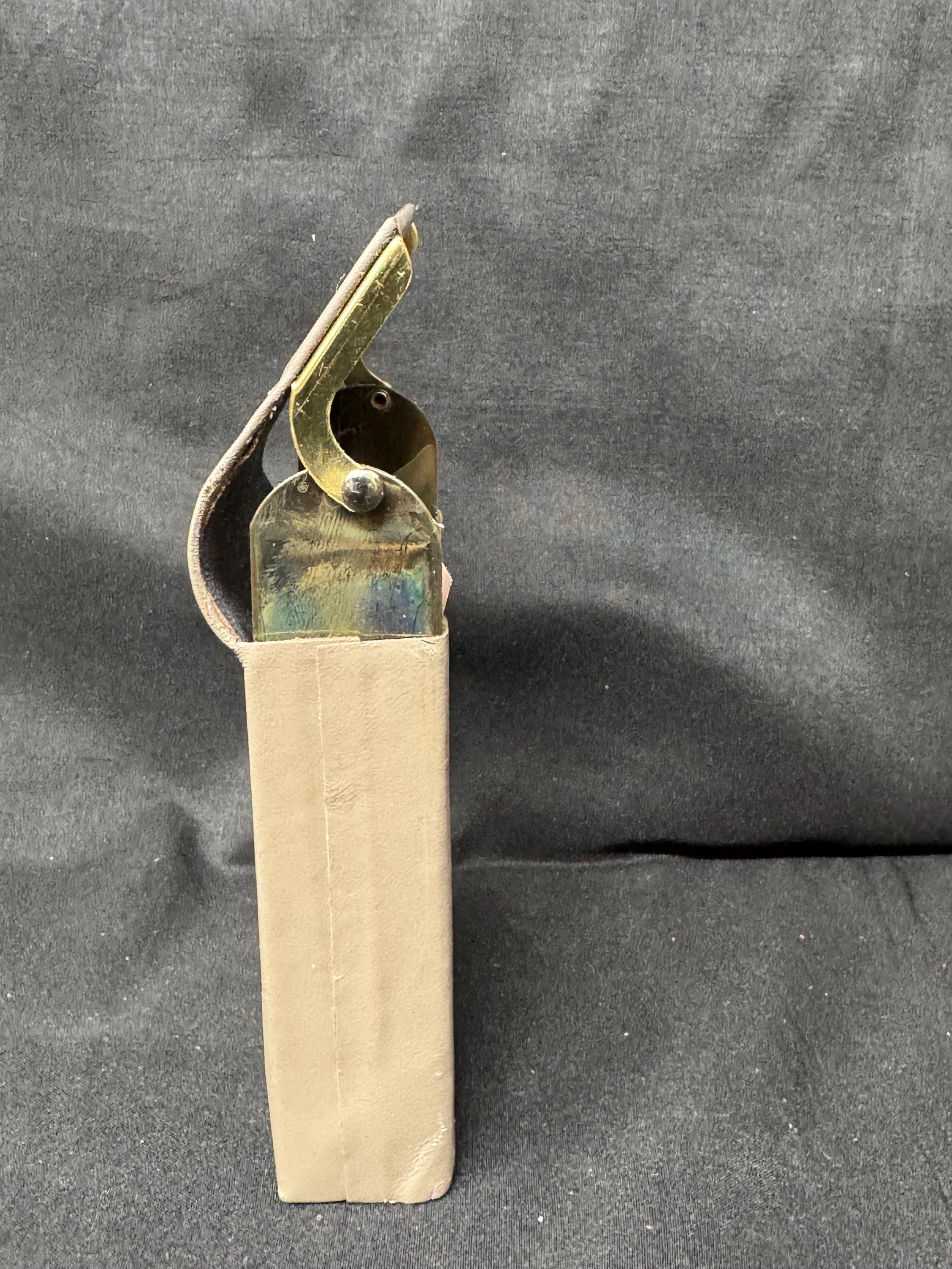 German Leather & Metal Cigarette Case Hard Shell with Hinges Original Kontrollschein 2